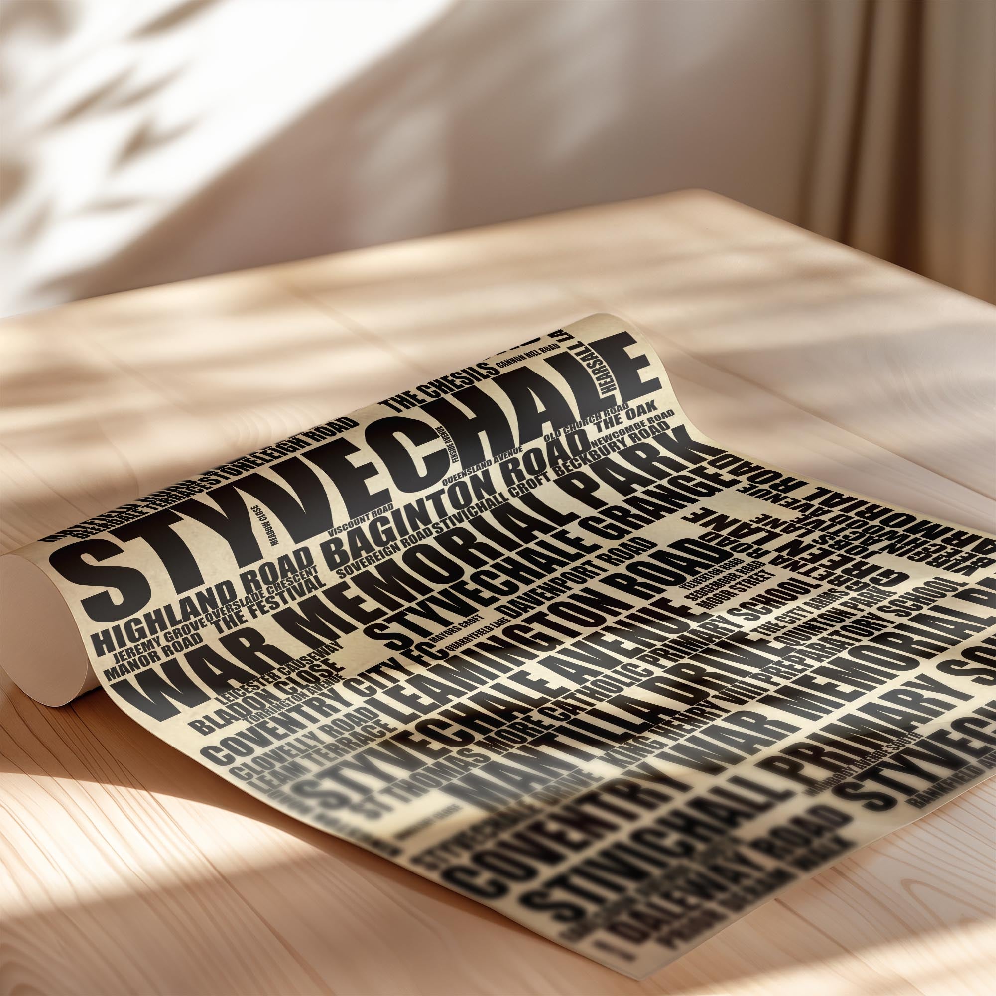Styvechale - Premium Typographic Word Cloud Prints, Posters & Gifts