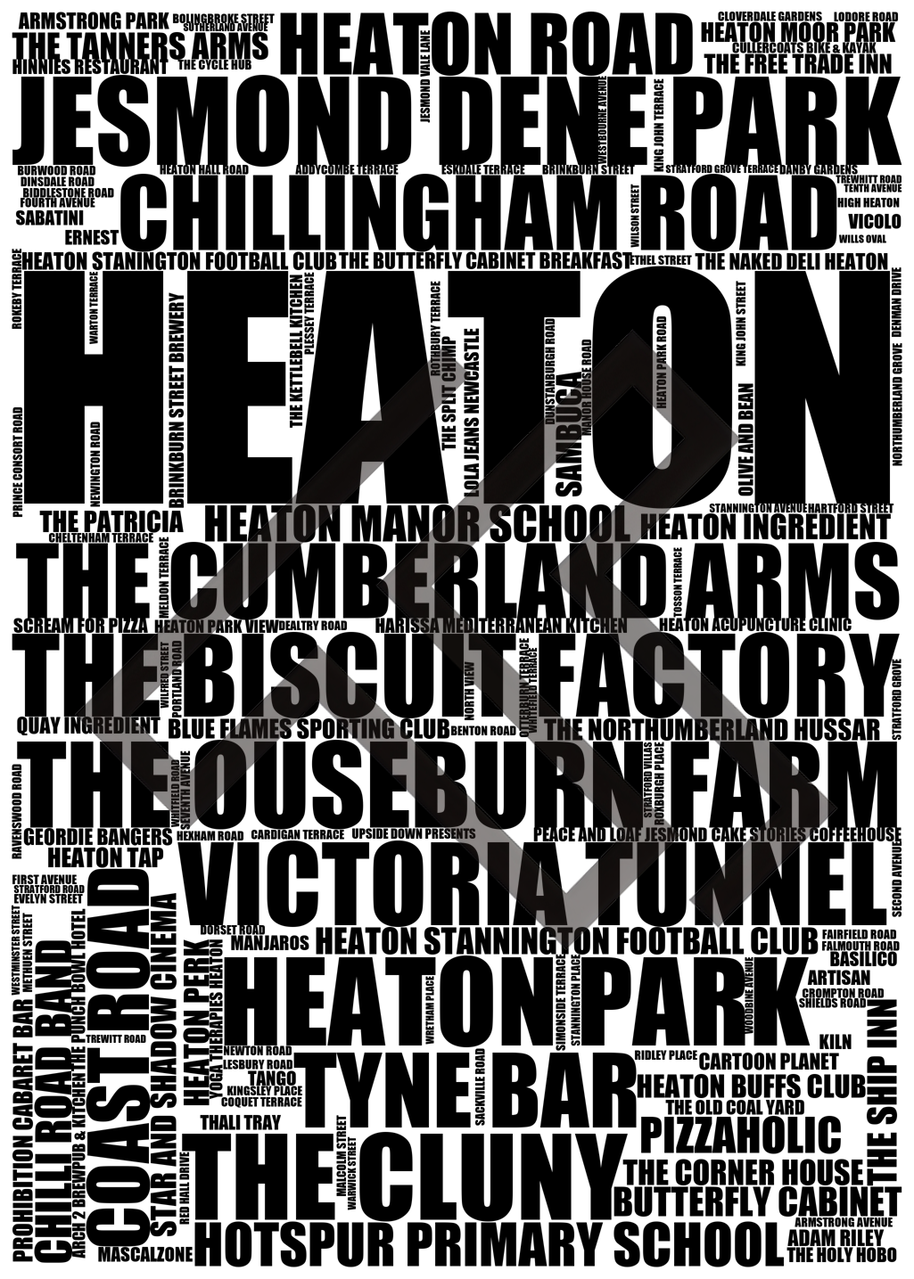 Heaton - Premium Typographic Word Cloud Prints, Posters & Gifts