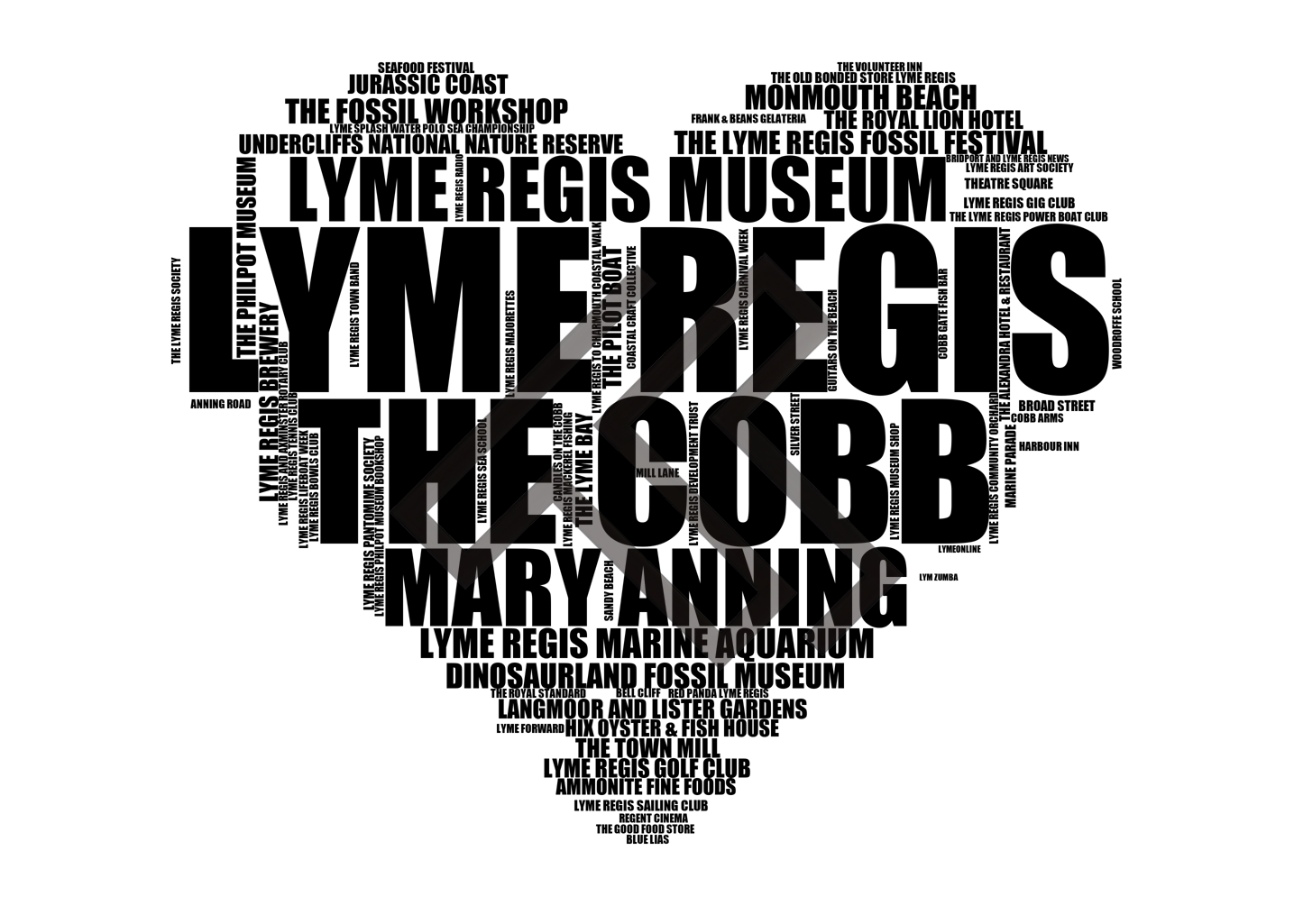 Lyme Regis - Premium Typographic Word Cloud Prints, Posters & Gifts