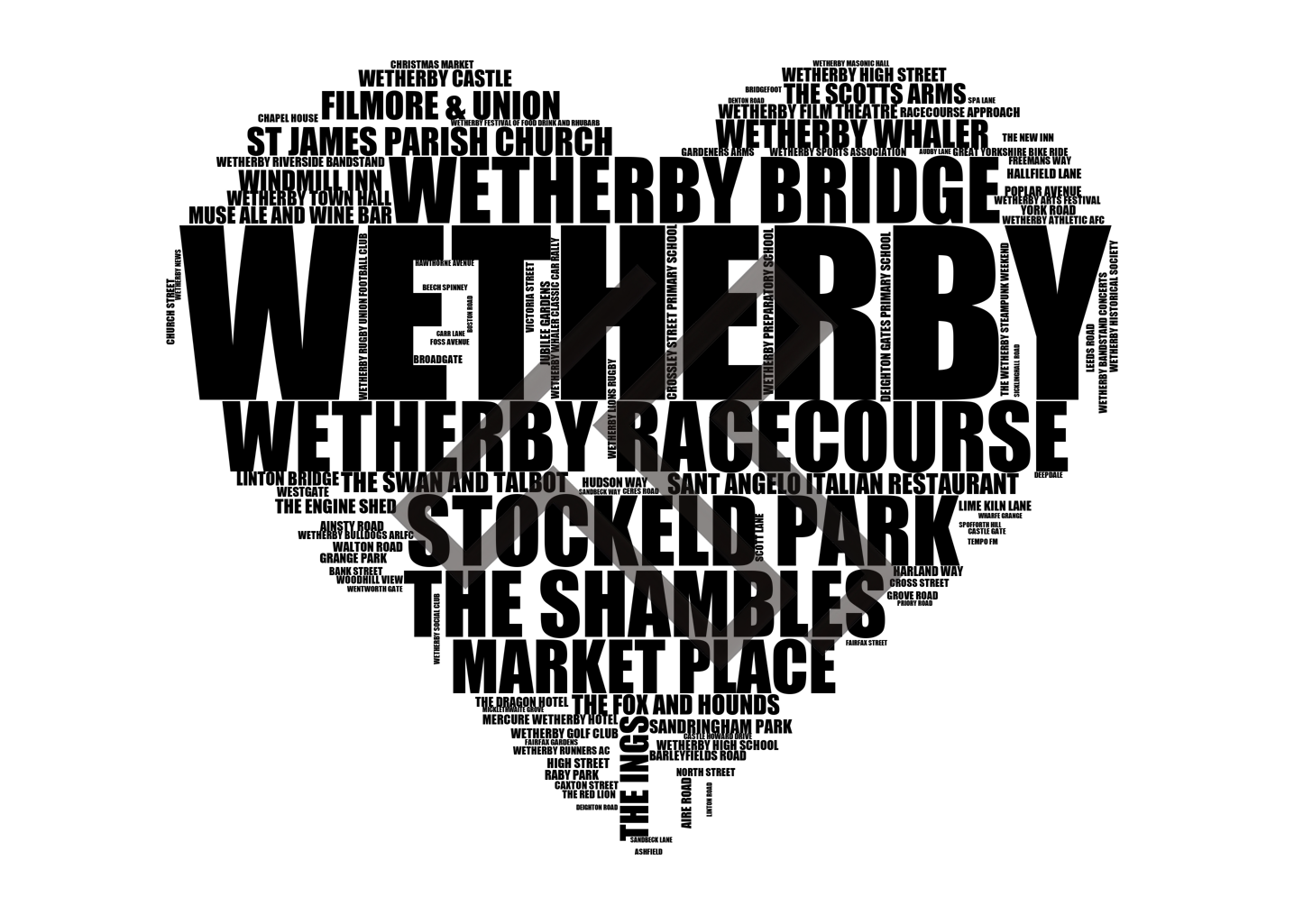 Wetherby - Premium Typographic Word Cloud Prints, Posters & Gifts