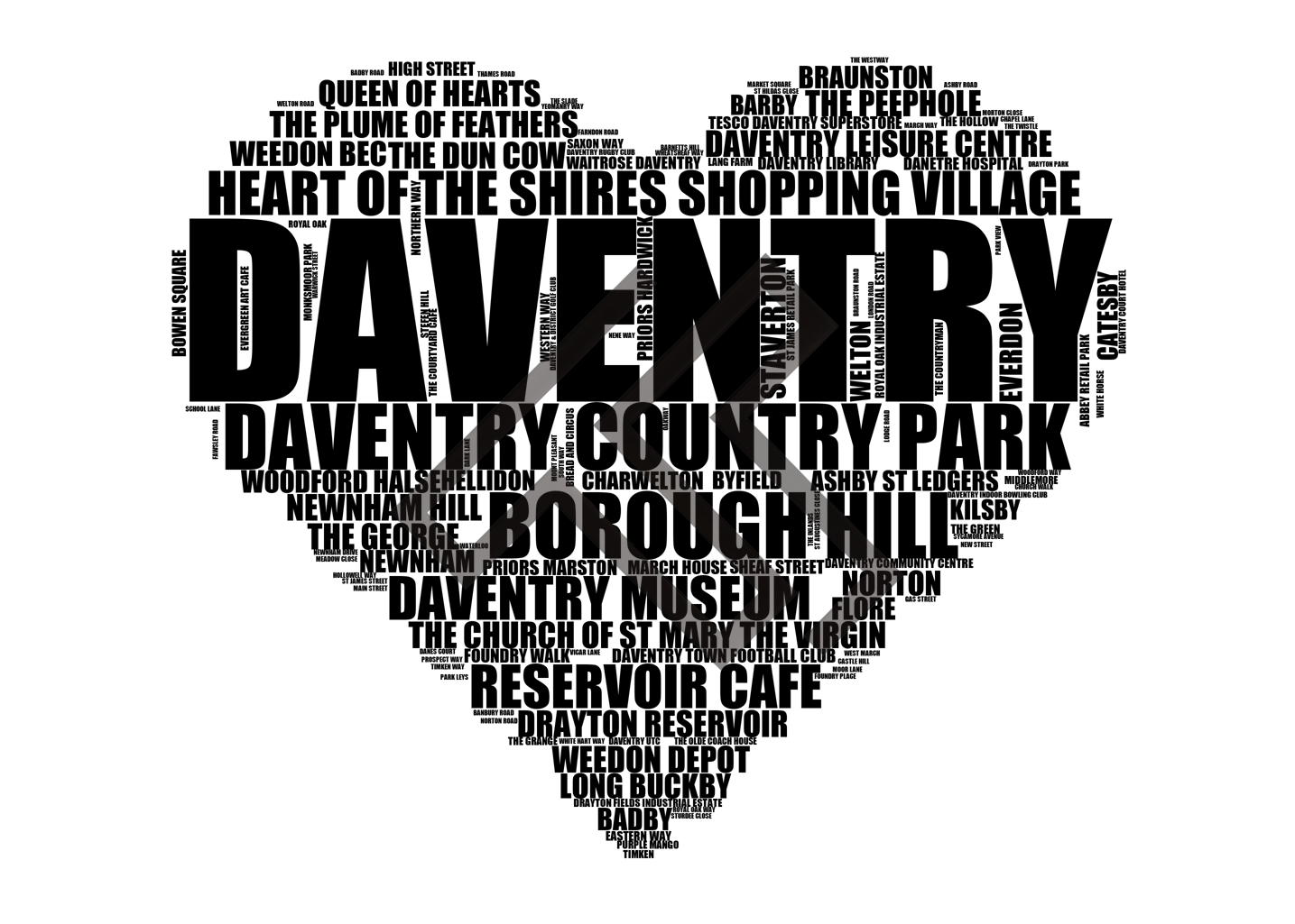 Daventry - Premium Typographic Word Cloud Prints, Posters & Gifts