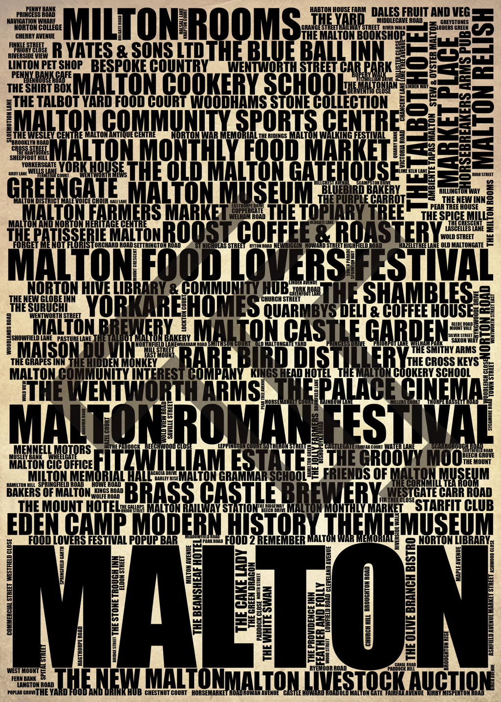 Malton - Premium Typographic Word Cloud Prints, Posters & Gifts