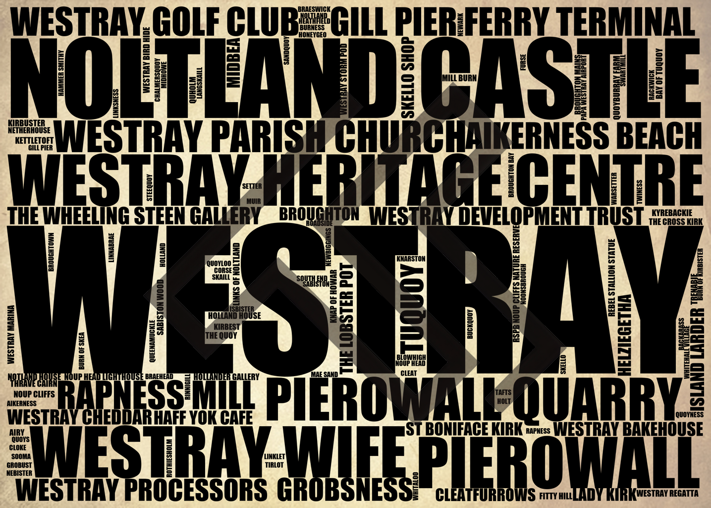 Westray - Premium Typographic Word Cloud Prints, Posters & Gifts
