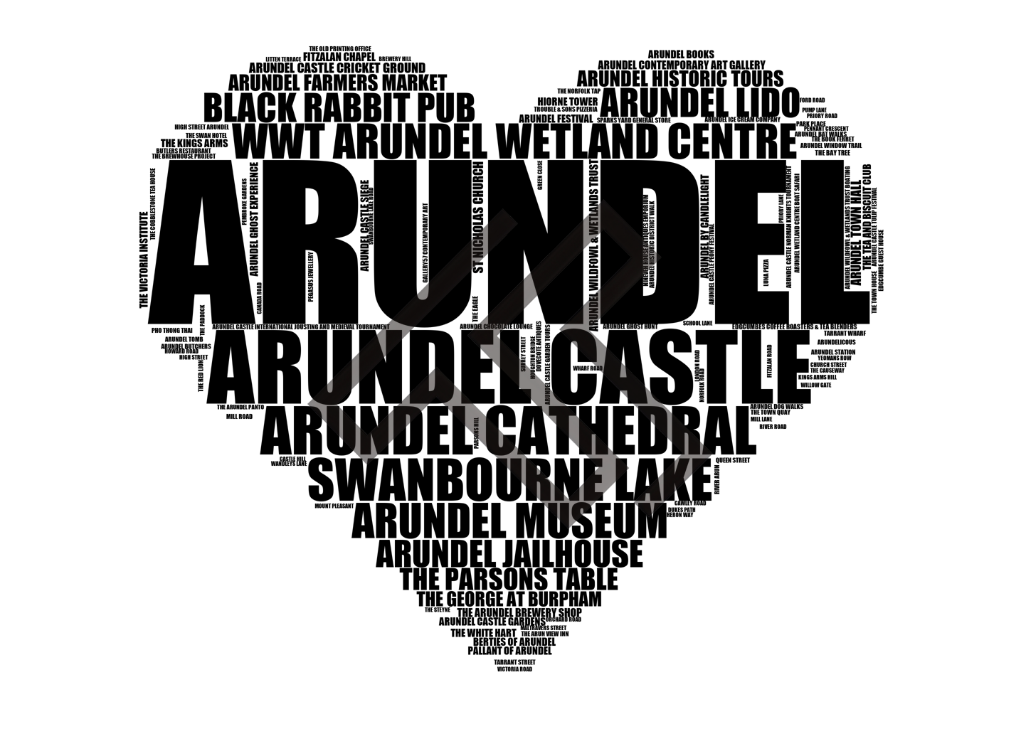 Arundel - Premium Typographic Word Cloud Prints, Posters & Gifts