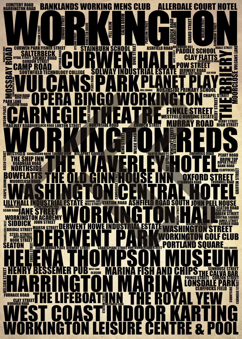 Workington - Premium Typographic Word Cloud Prints, Posters & Gifts