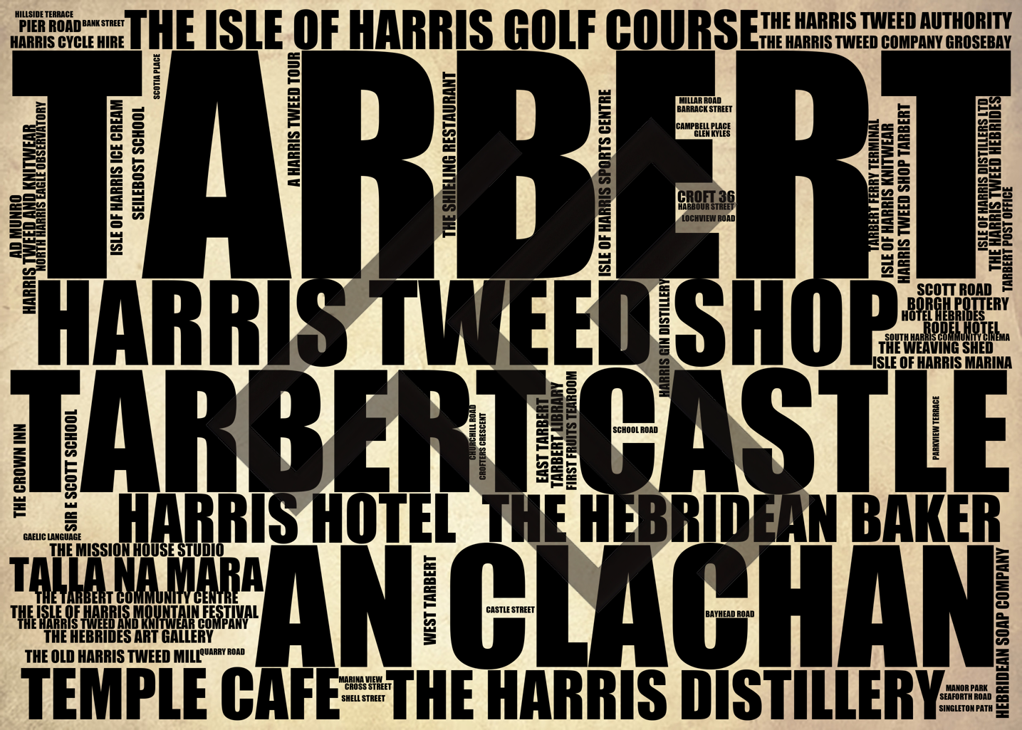 Tarbert - Premium Typographic Word Cloud Prints, Posters & Gifts