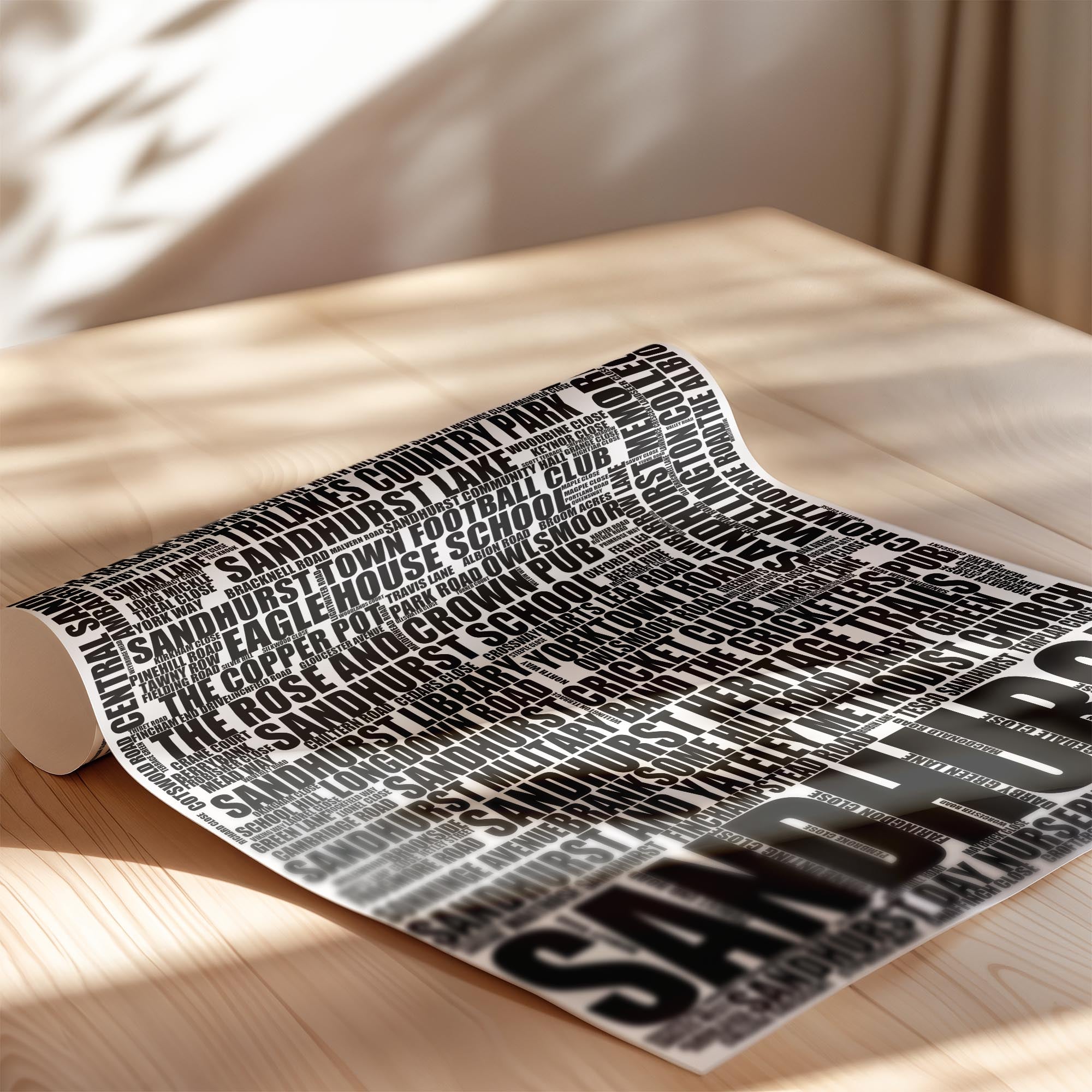 Sandhurst - Premium Typographic Word Cloud Prints, Posters & Gifts