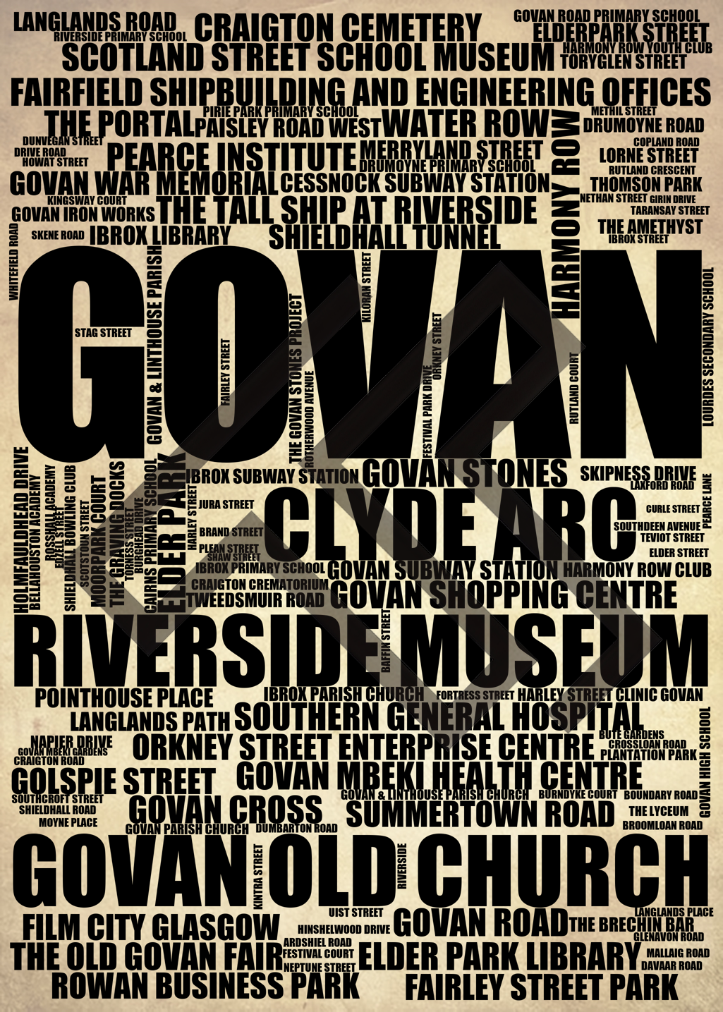 Govan - Premium Typographic Word Cloud Prints, Posters & Gifts