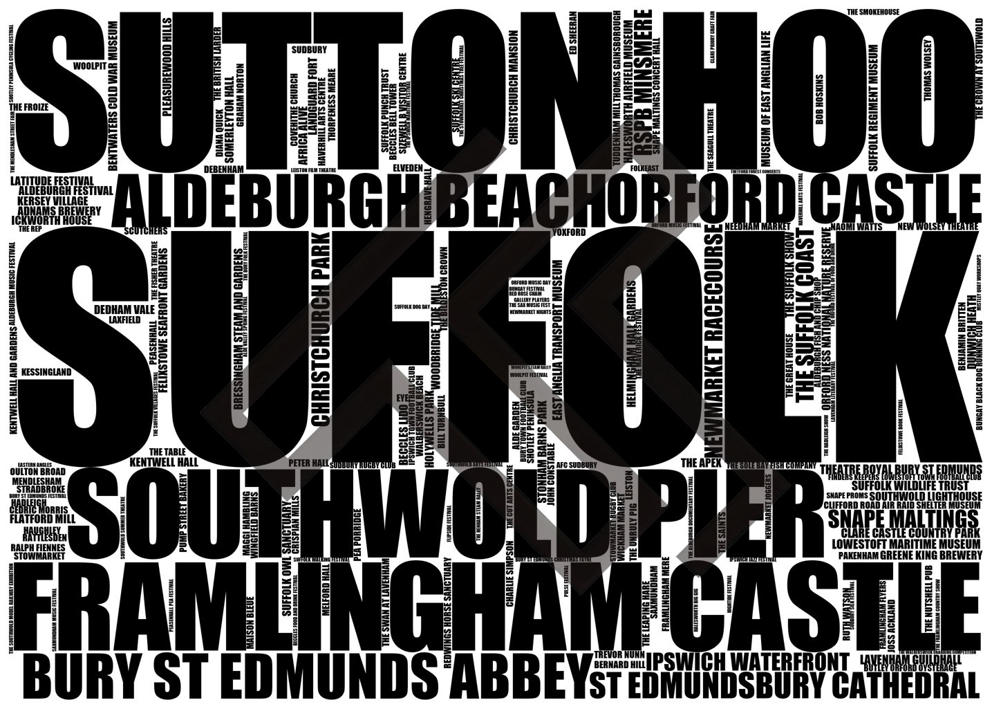 Suffolk - Premium Typographic Word Cloud Prints, Posters & Gifts