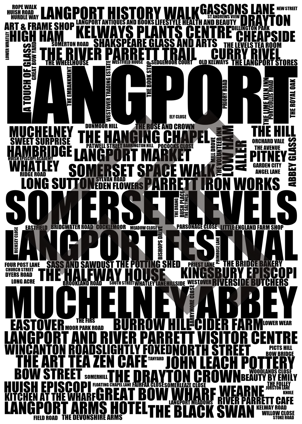 Langport - Premium Typographic Word Cloud Prints, Posters & Gifts