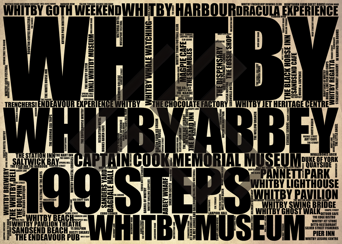 Whitby - Premium Typographic Word Cloud Prints, Posters & Gifts