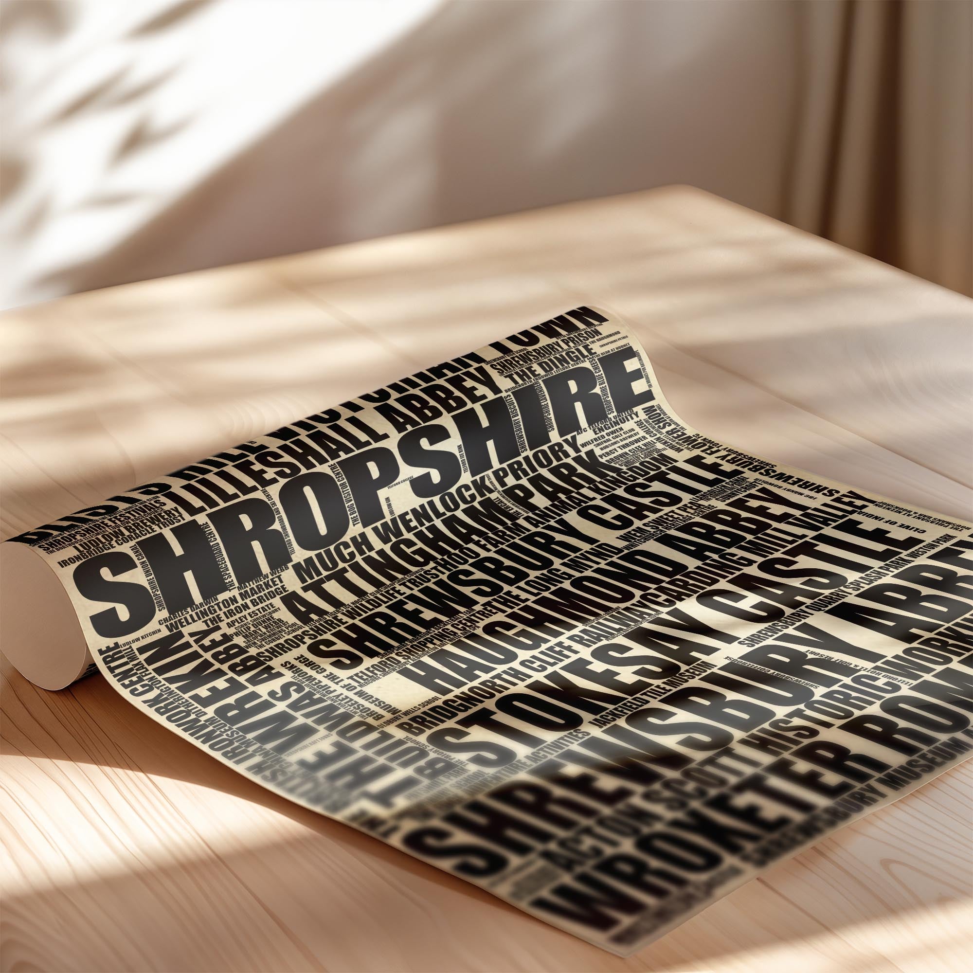 Shropshire - Premium Typographic Word Cloud Prints, Posters & Gifts