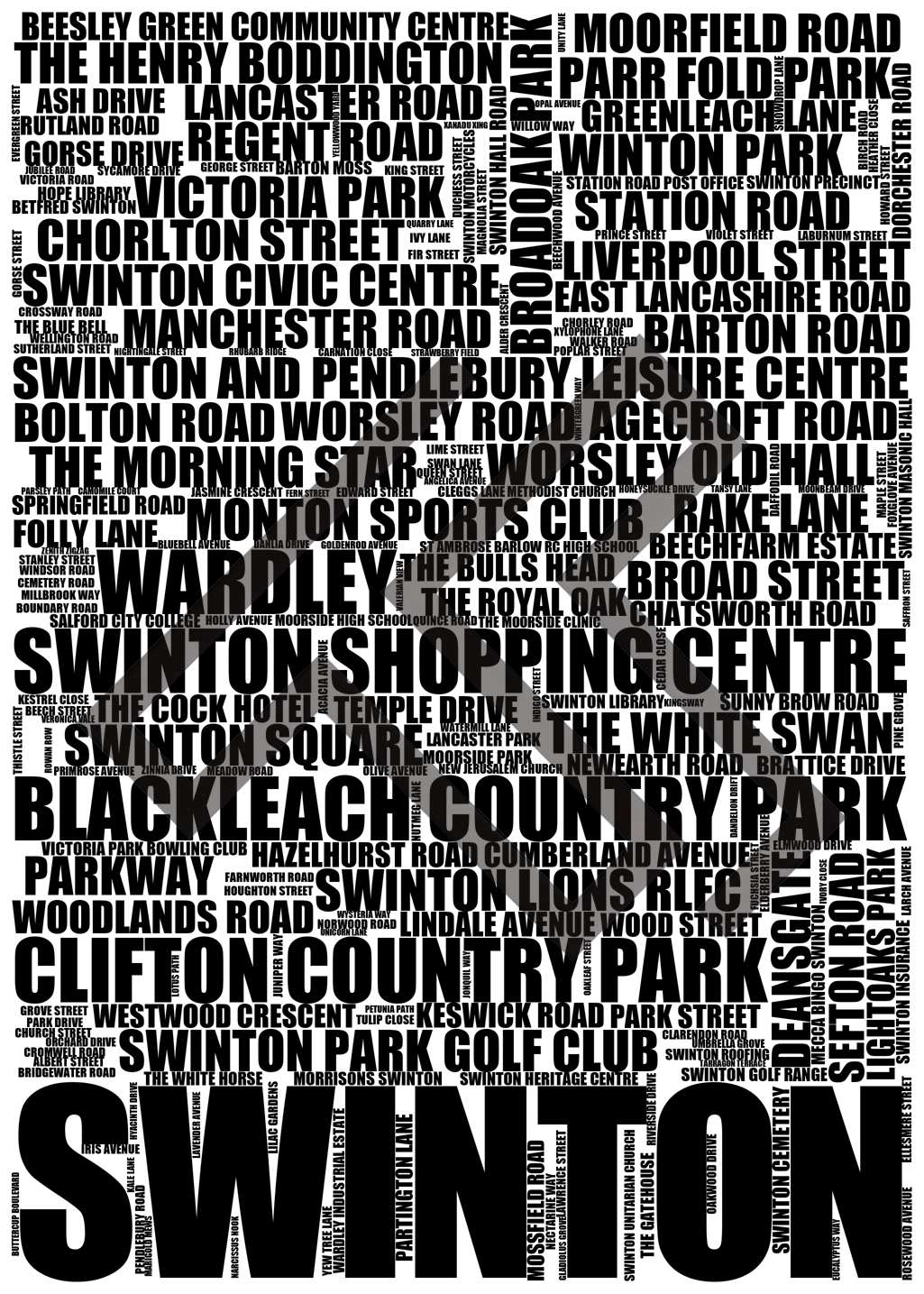 Swinton - Premium Typographic Word Cloud Prints, Posters & Gifts