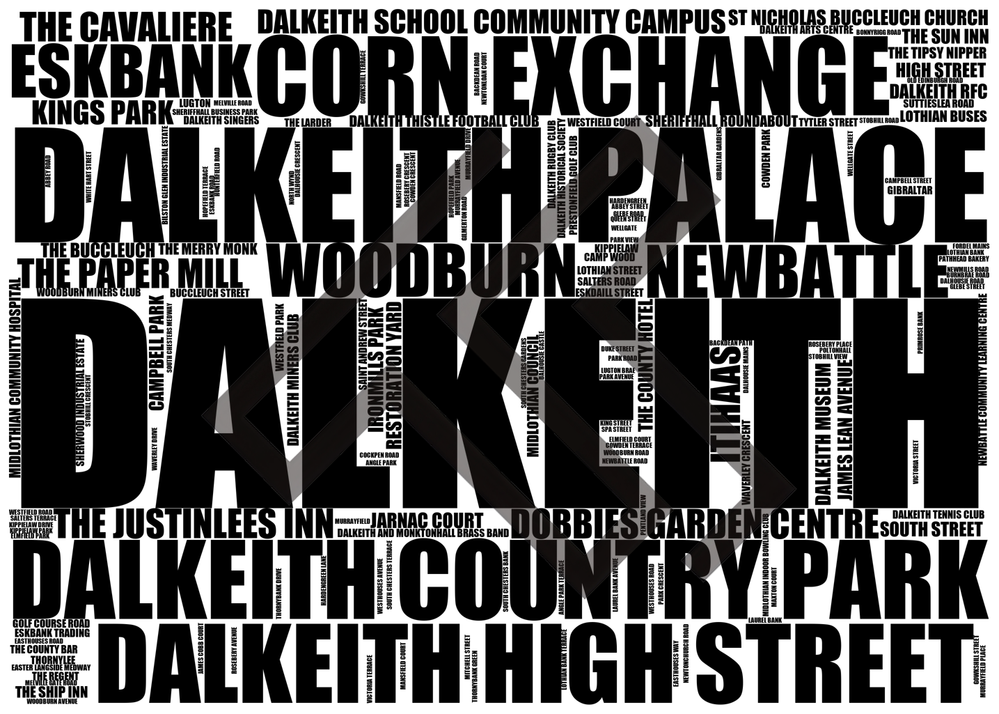 Dalkeith - Premium Typographic Word Cloud Prints, Posters & Gifts