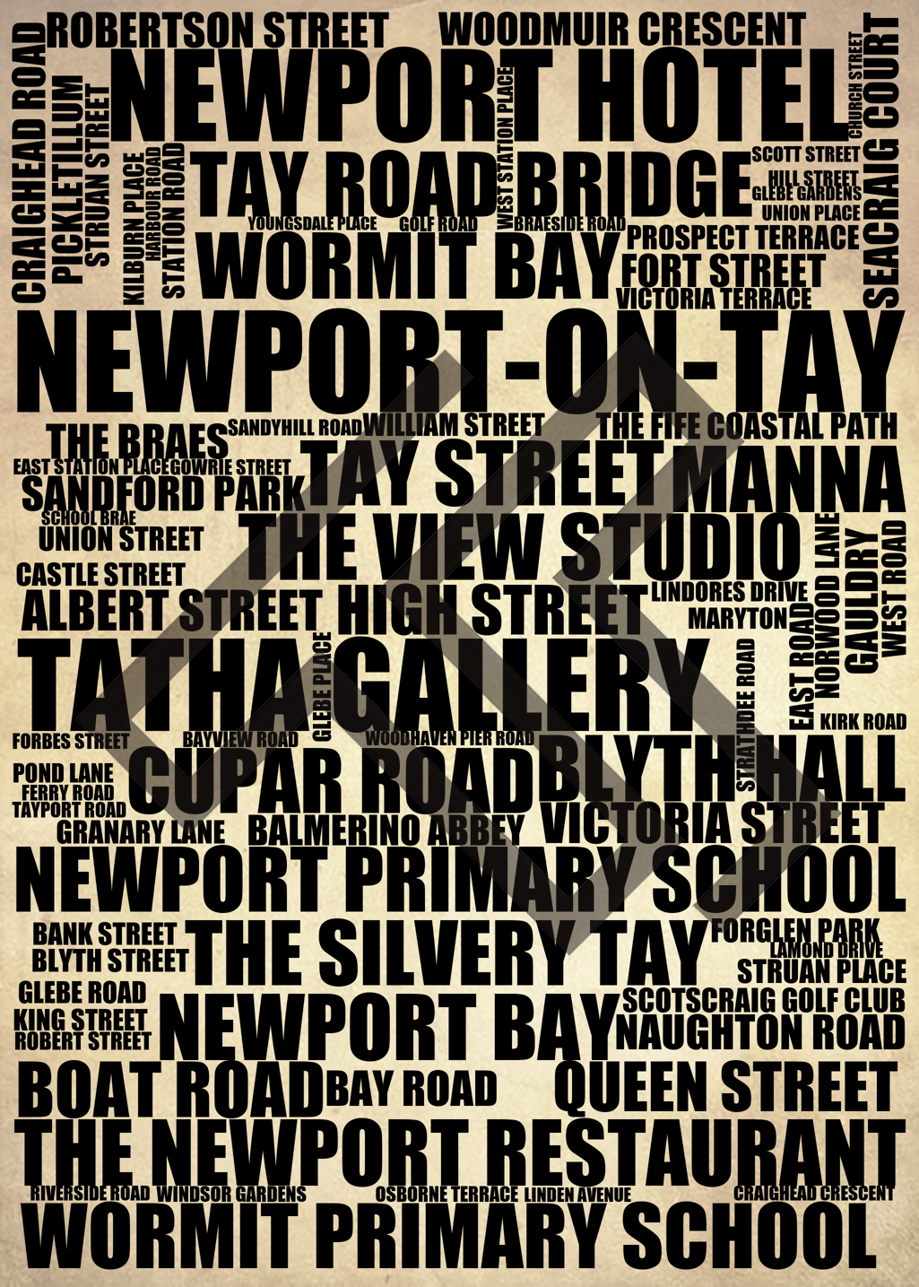 Newport-on-Tay - Premium Typographic Word Cloud Prints, Posters & Gifts