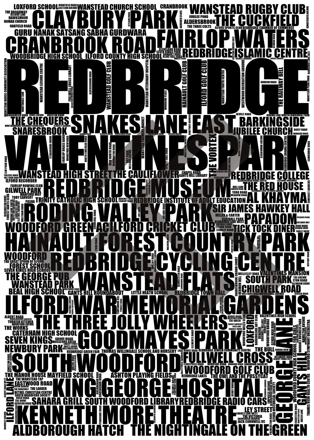 Redbridge - Premium Typographic Word Cloud Prints, Posters & Gifts