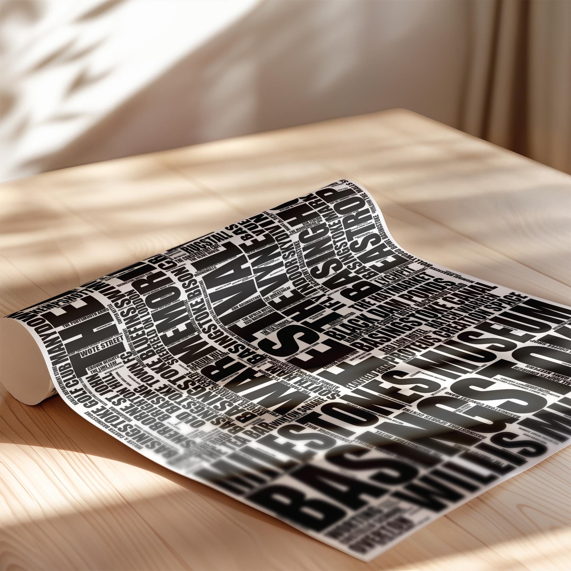 Basingstoke - Premium Typographic Word Cloud Prints, Posters & Gifts