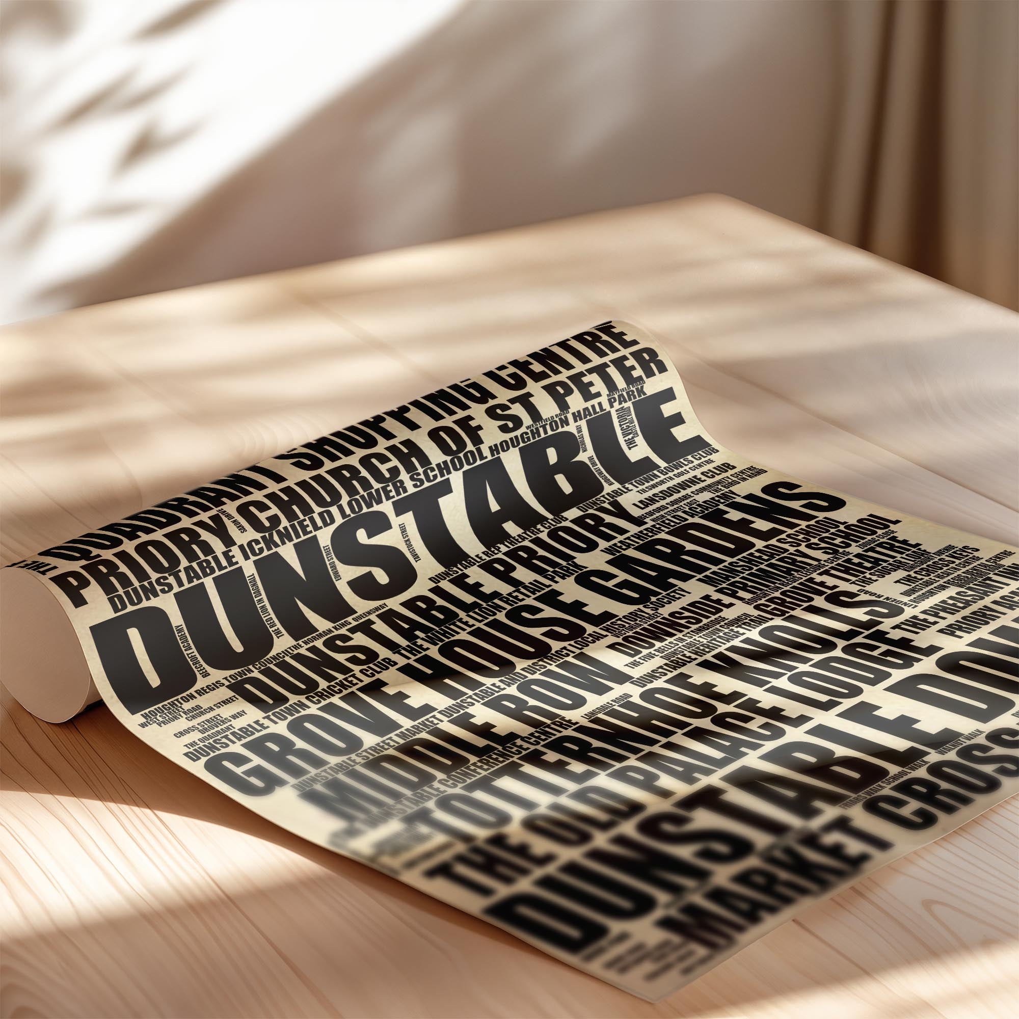 Dunstable - Premium Typographic Word Cloud Prints, Posters & Gifts