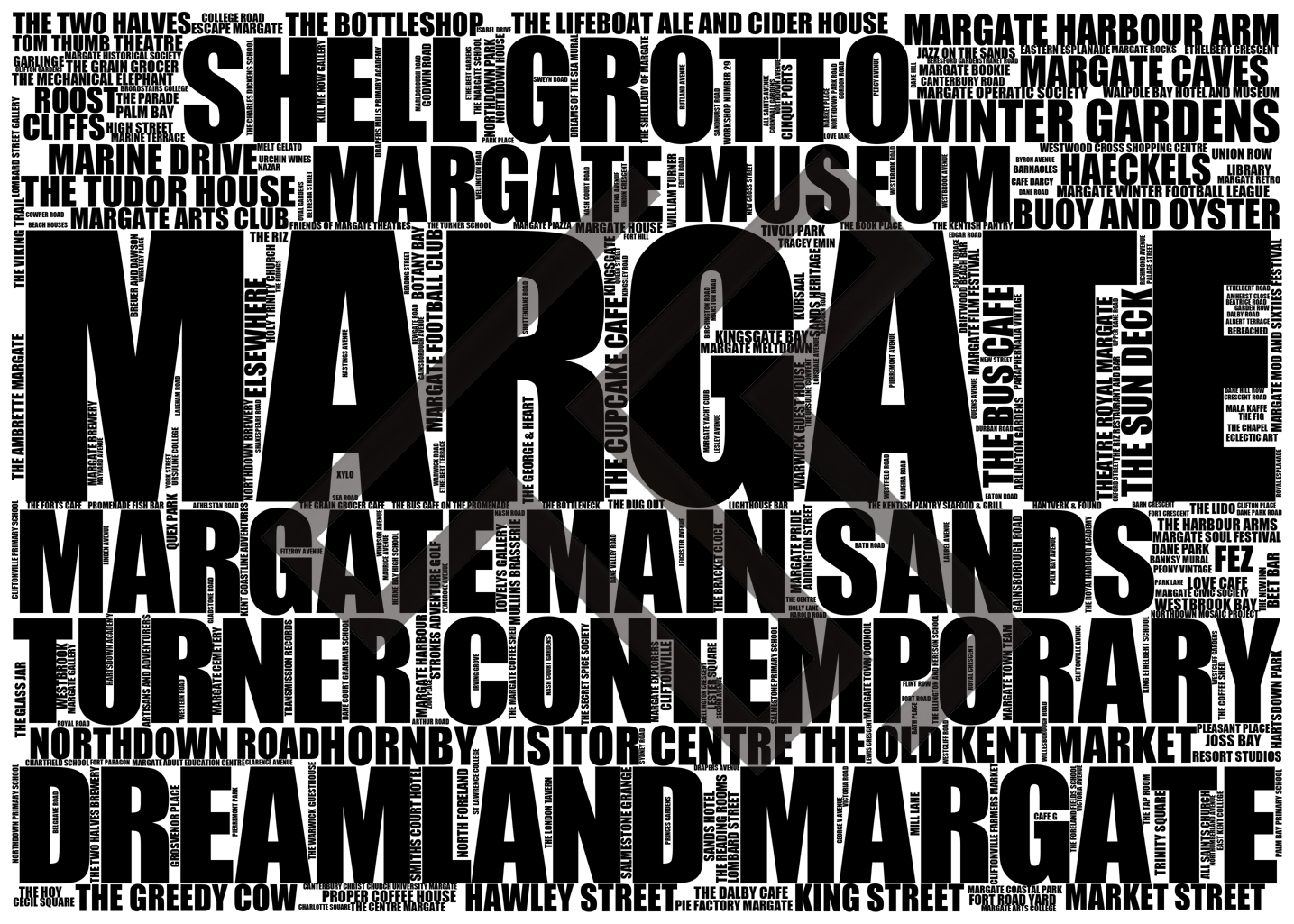 Margate - Premium Typographic Word Cloud Prints, Posters & Gifts