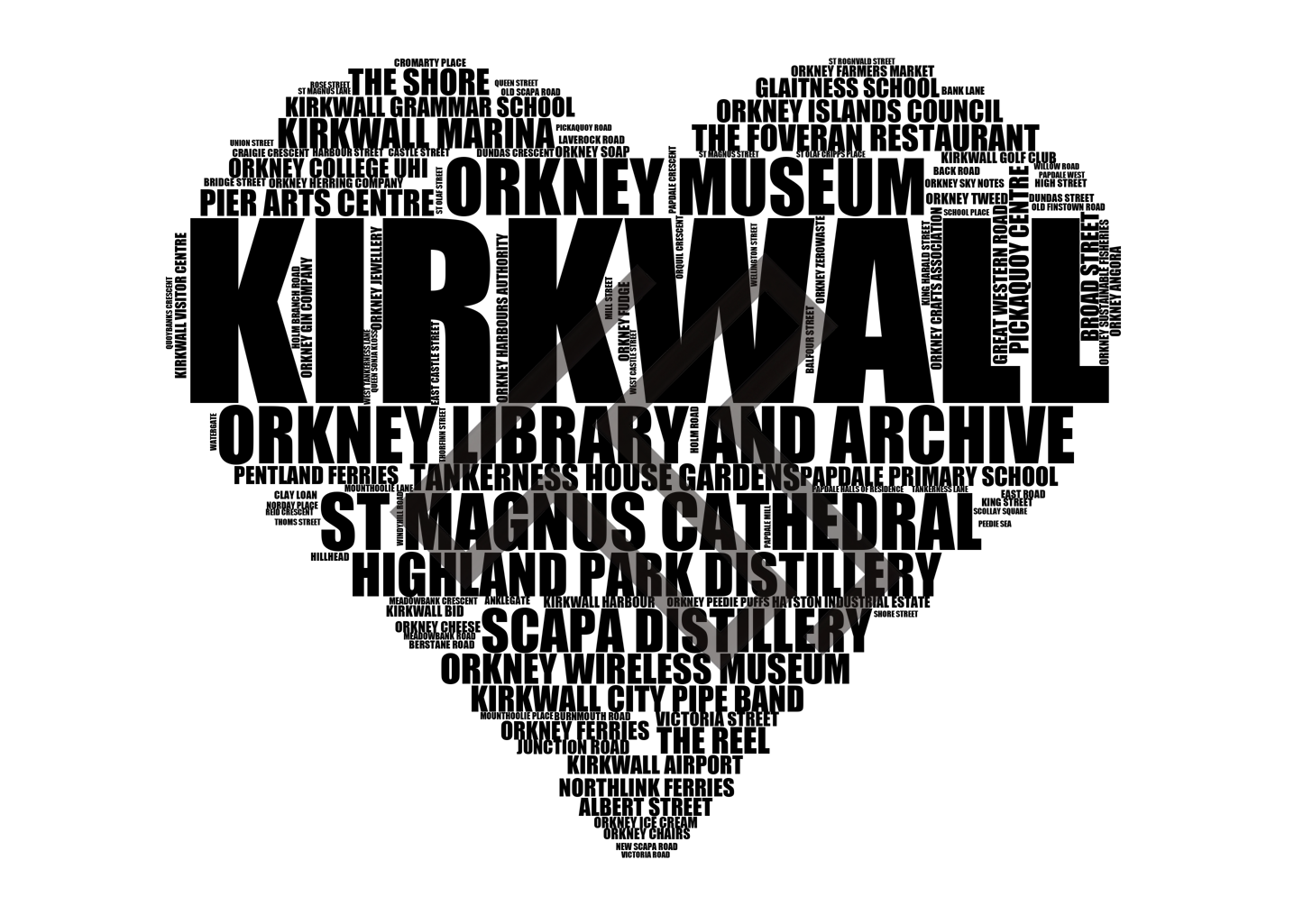 Kirkwall - Premium Typographic Word Cloud Prints, Posters & Gifts