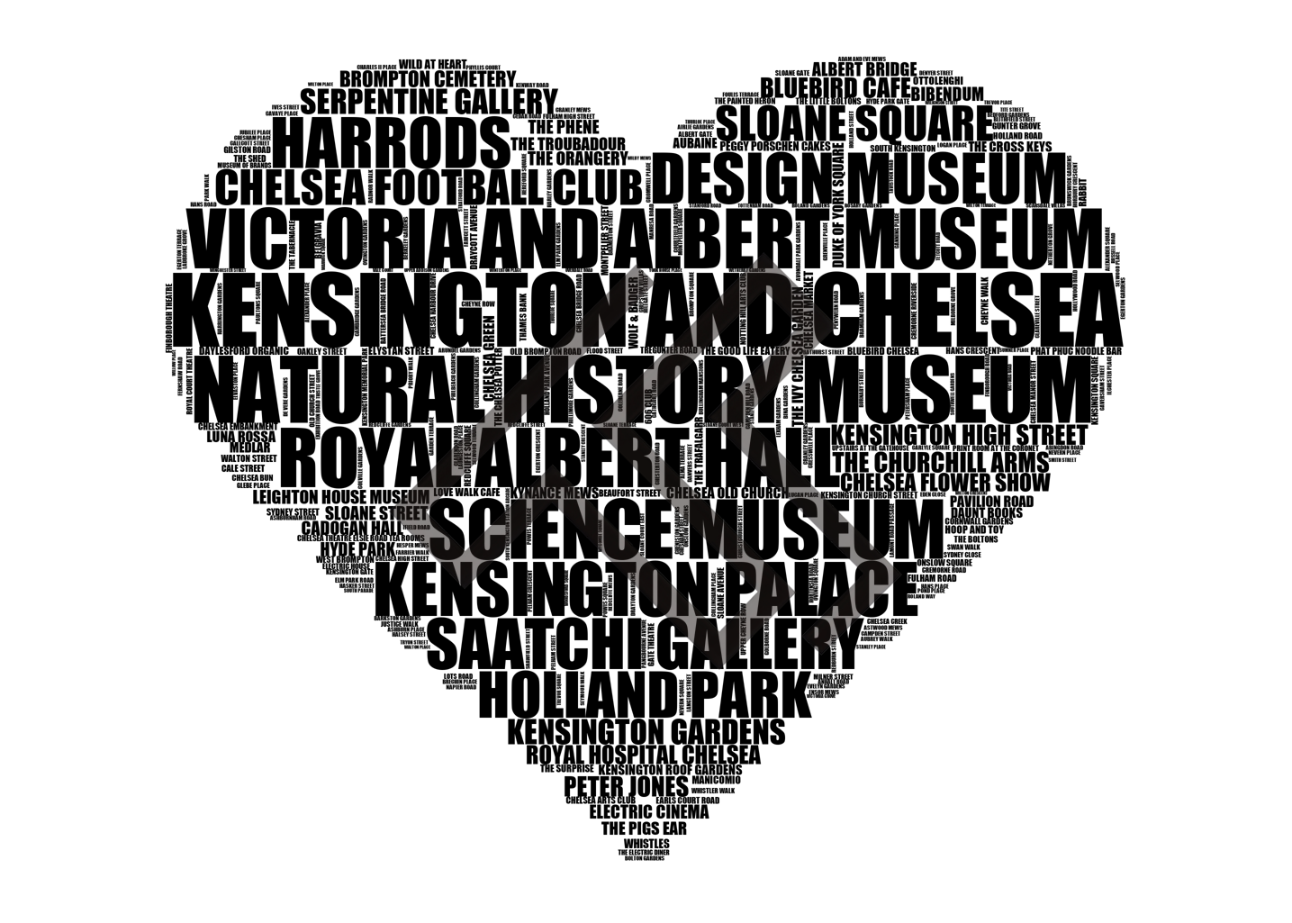 Kensington and Chelsea - Premium Typographic Word Cloud Prints, Posters & Gifts