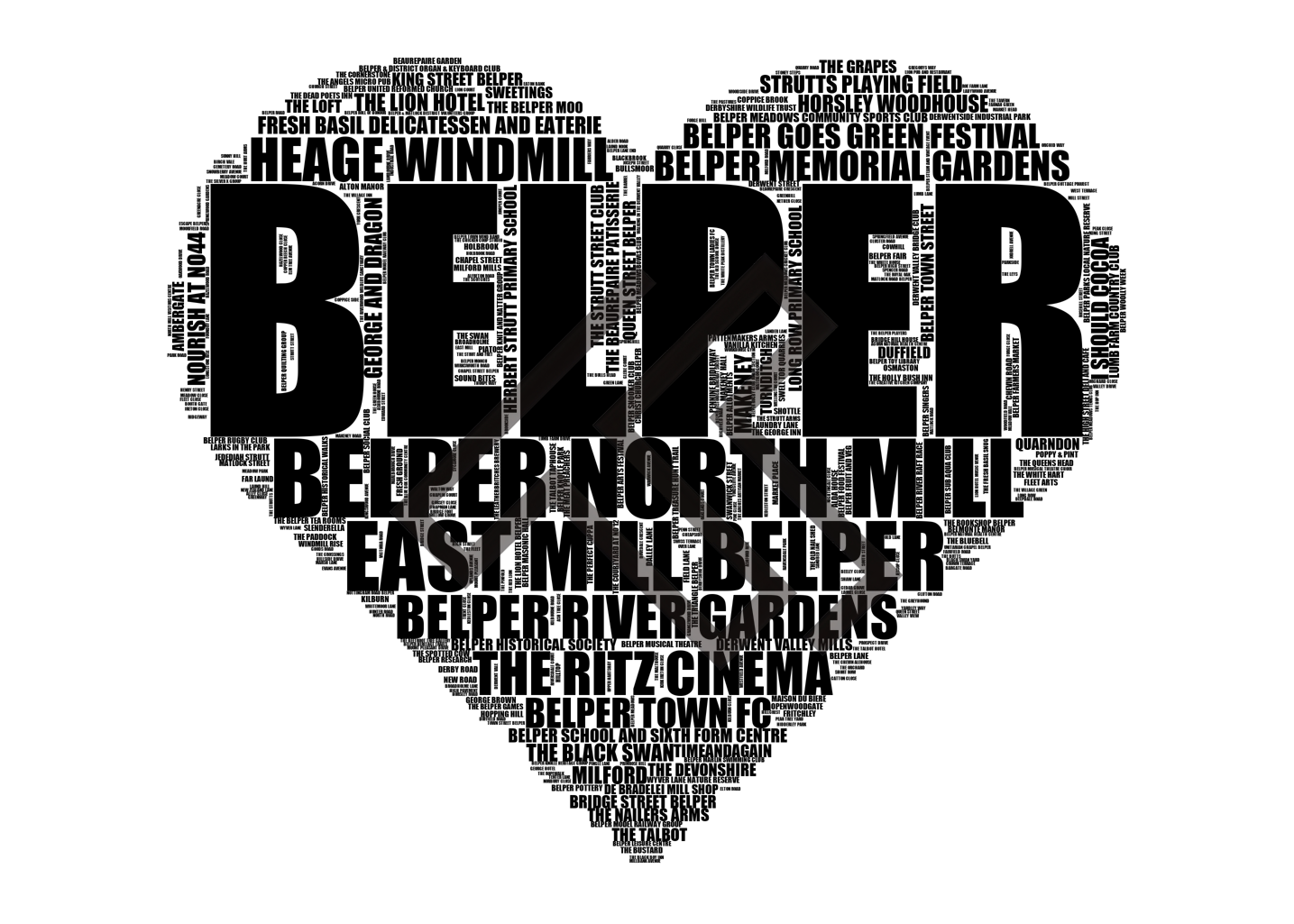 Belper - Premium Typographic Word Cloud Prints, Posters & Gifts