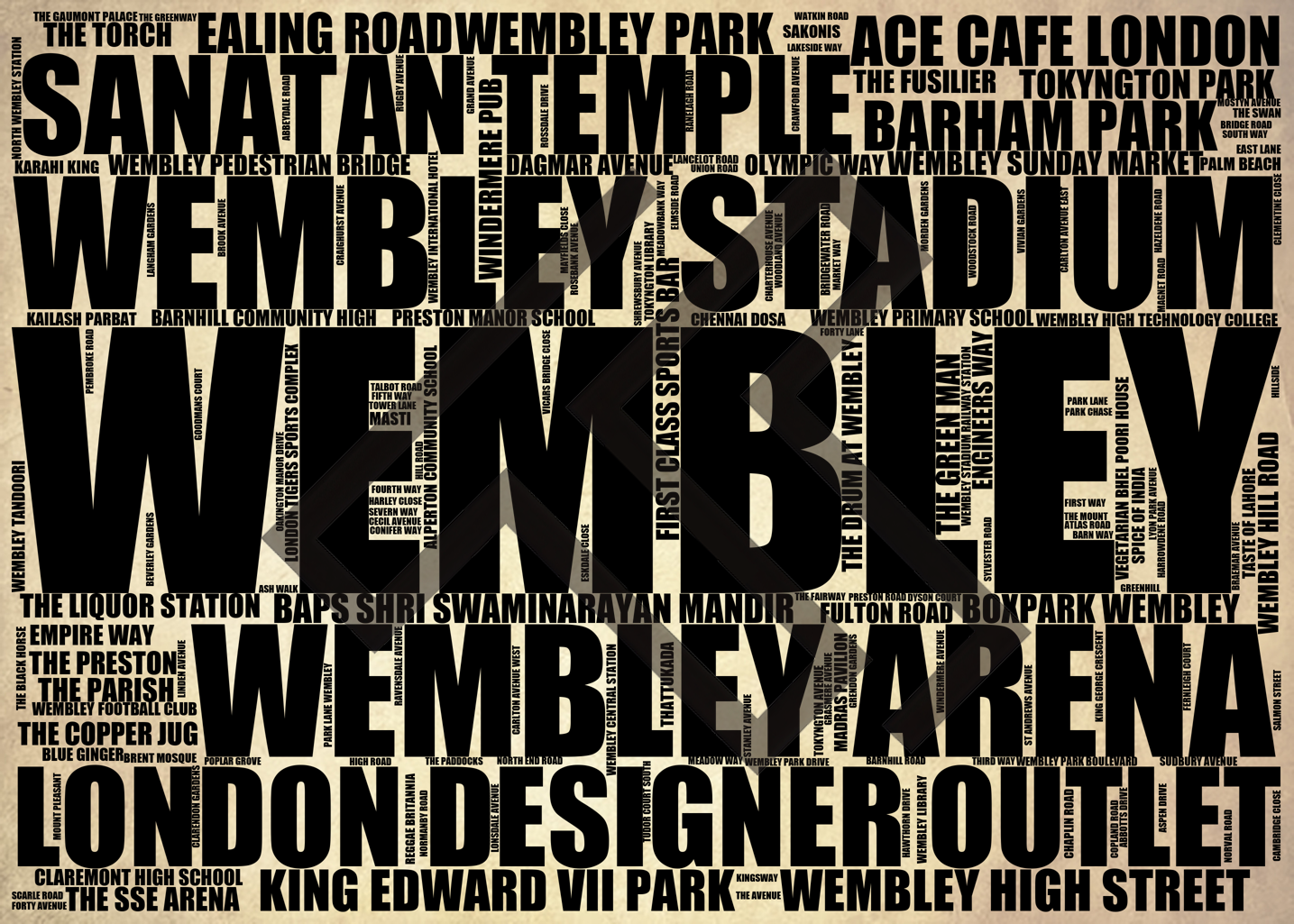 Wembley - Premium Typographic Word Cloud Prints, Posters & Gifts