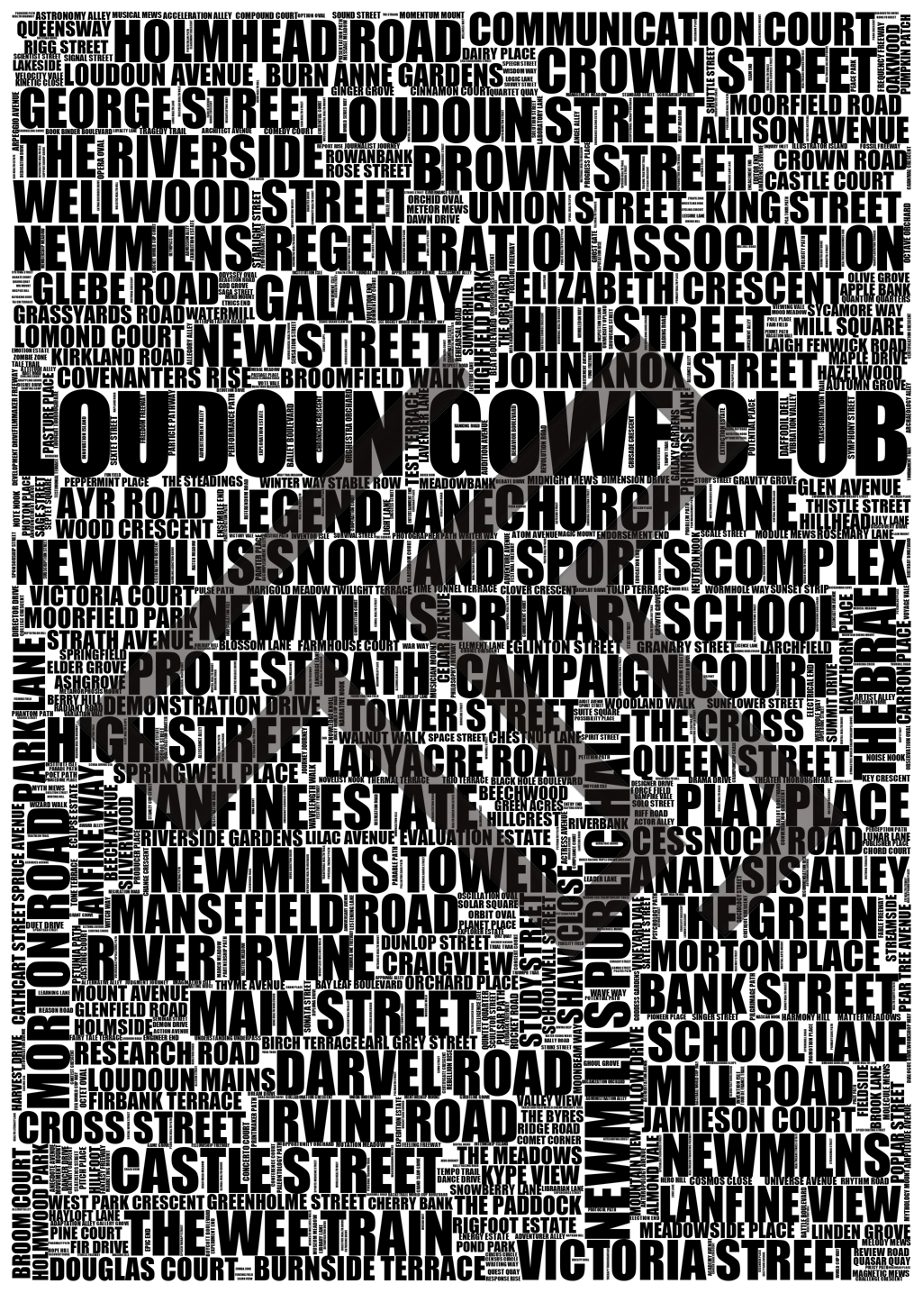 Newmilns - Premium Typographic Word Cloud Prints, Posters & Gifts