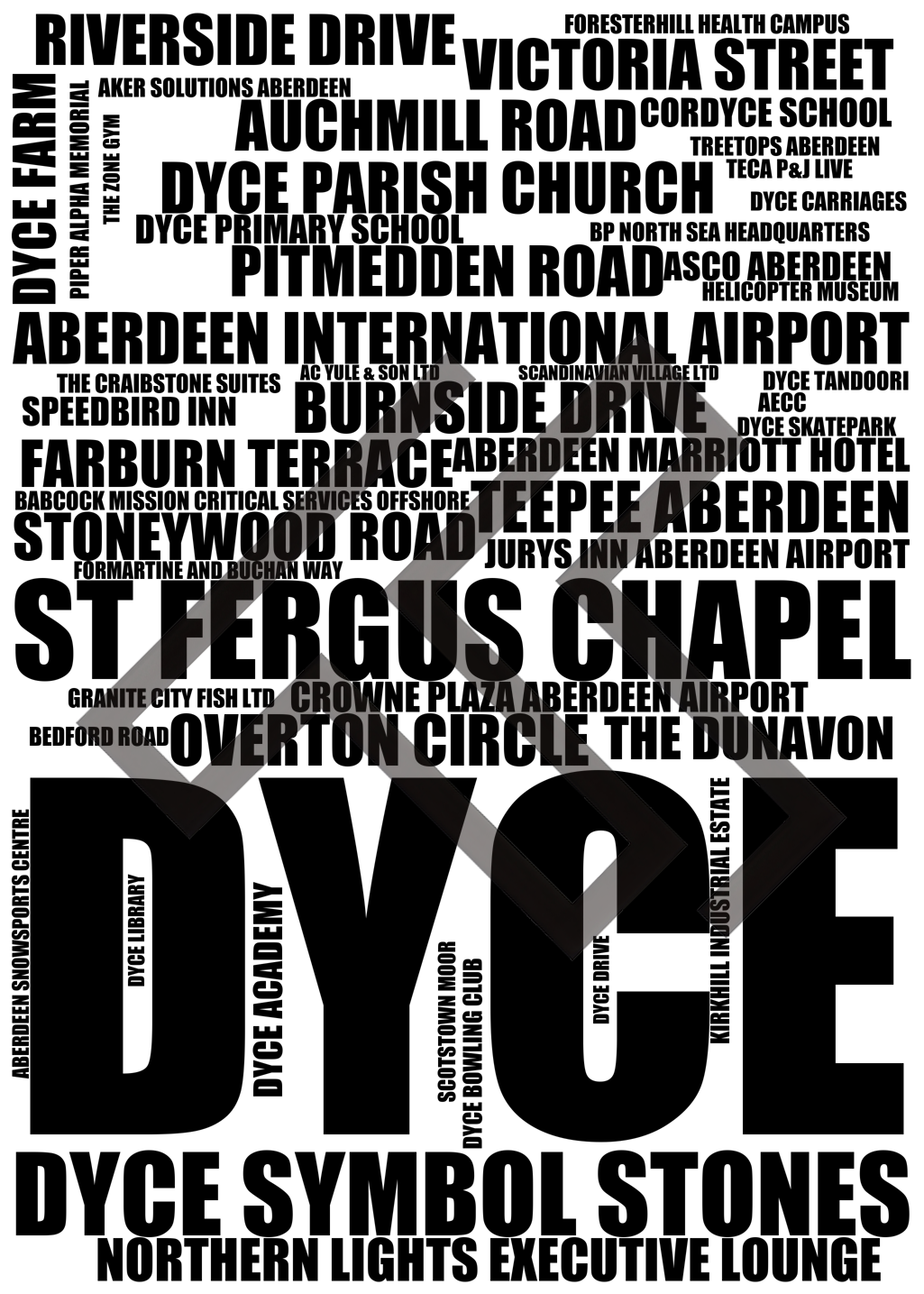 Dyce - Premium Typographic Word Cloud Prints, Posters & Gifts