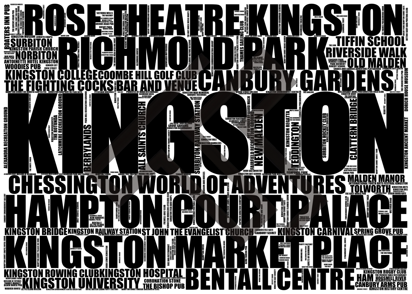 Kingston - Premium Typographic Word Cloud Prints, Posters & Gifts