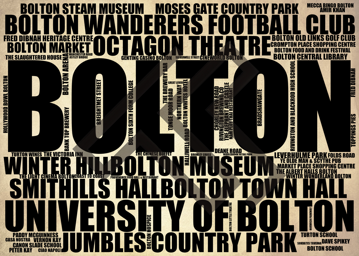 Bolton - Premium Typographic Word Cloud Prints, Posters & Gifts