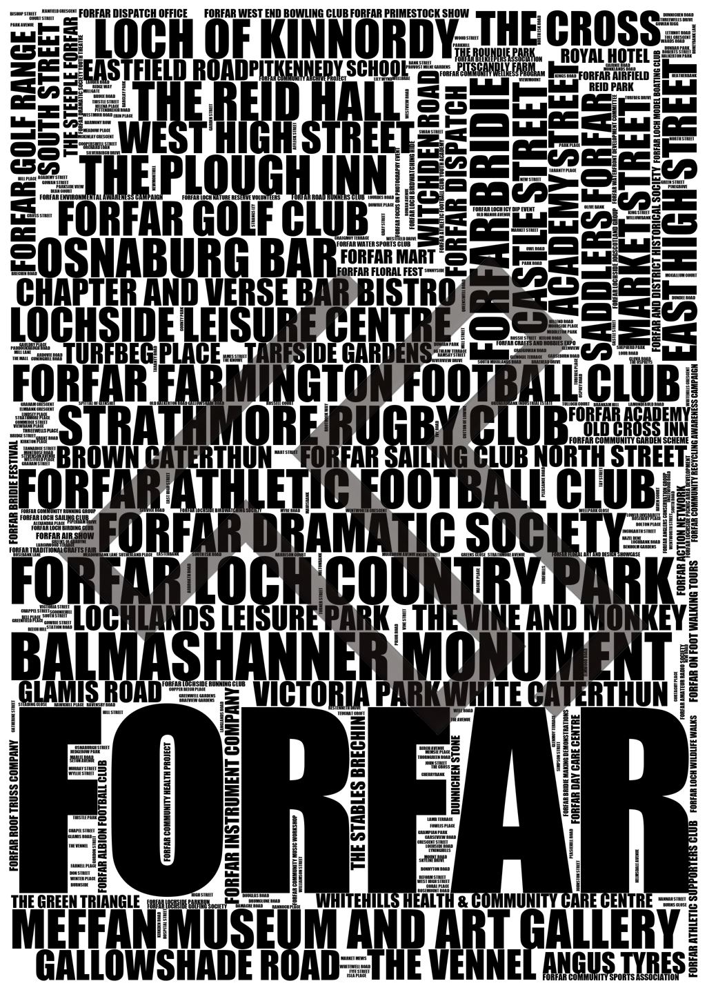 Forfar - Premium Typographic Word Cloud Prints, Posters & Gifts