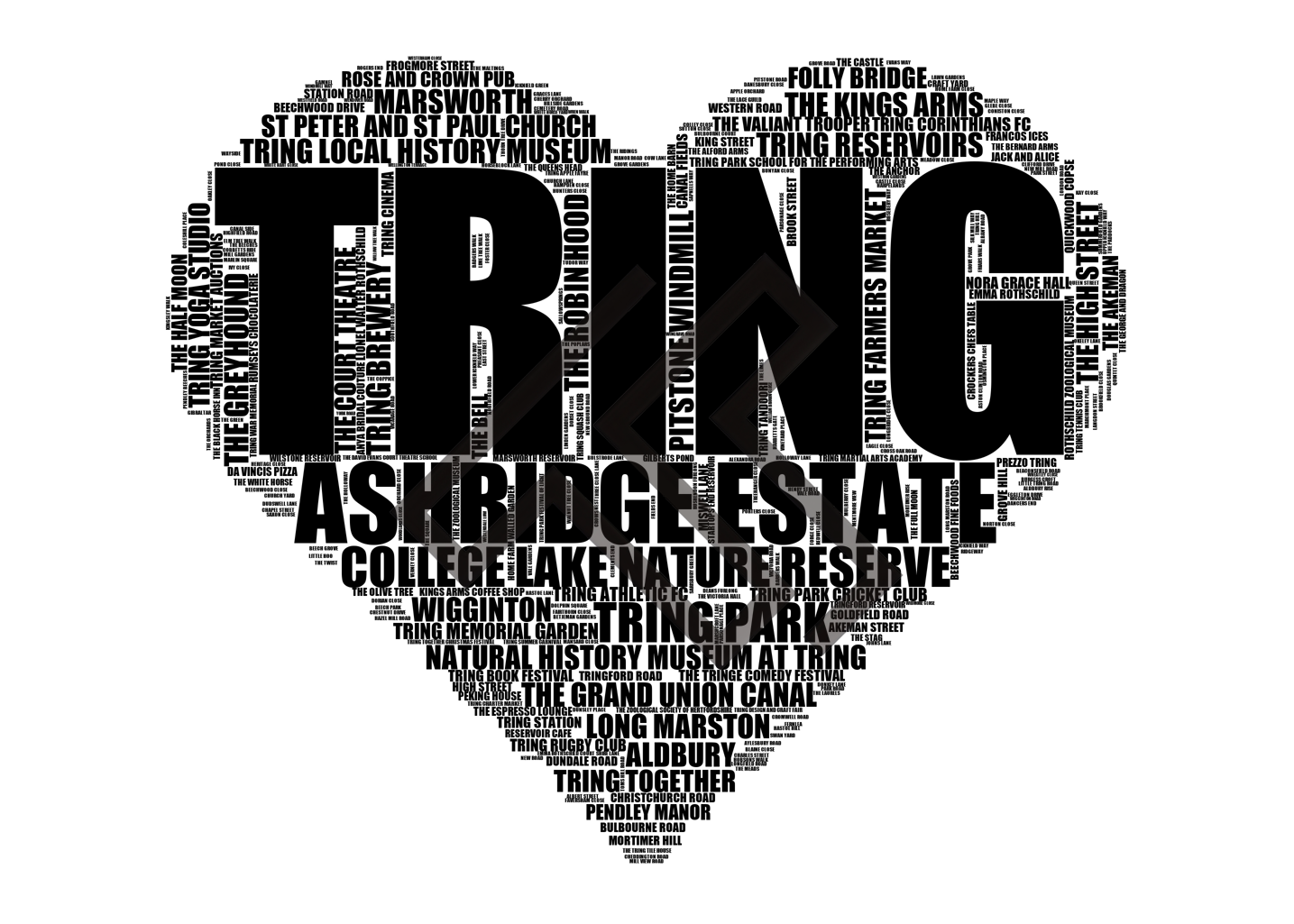 Tring - Premium Typographic Word Cloud Prints, Posters & Gifts