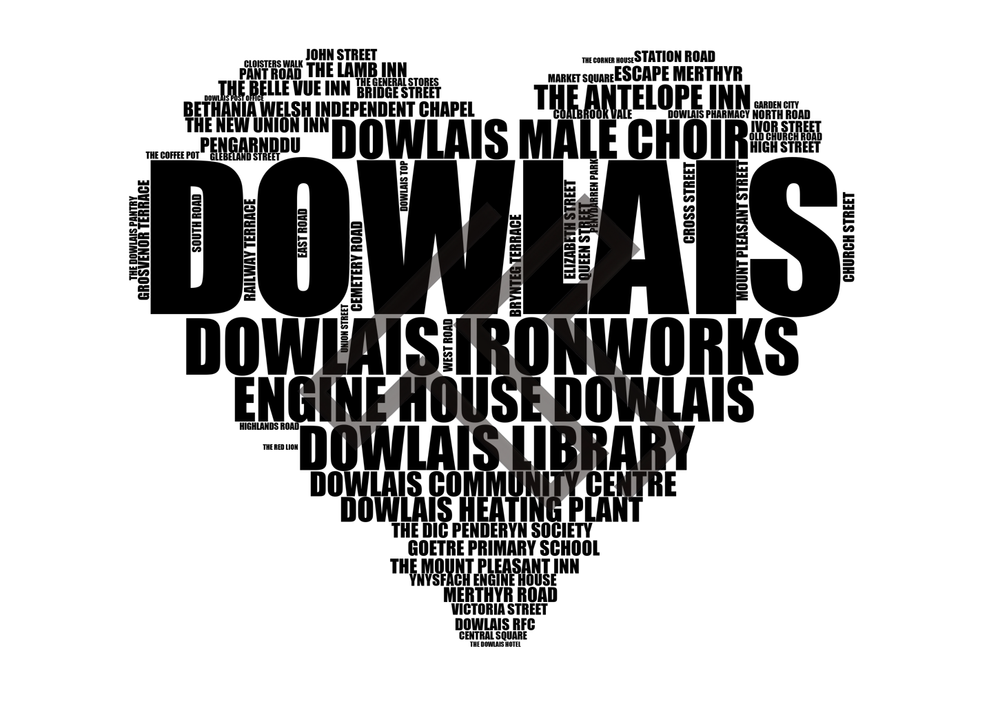 Dowlais - Premium Typographic Word Cloud Prints, Posters & Gifts