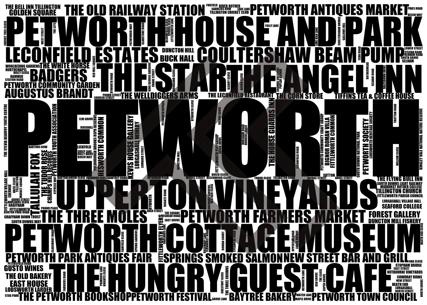 Petworth - Premium Typographic Word Cloud Prints, Posters & Gifts