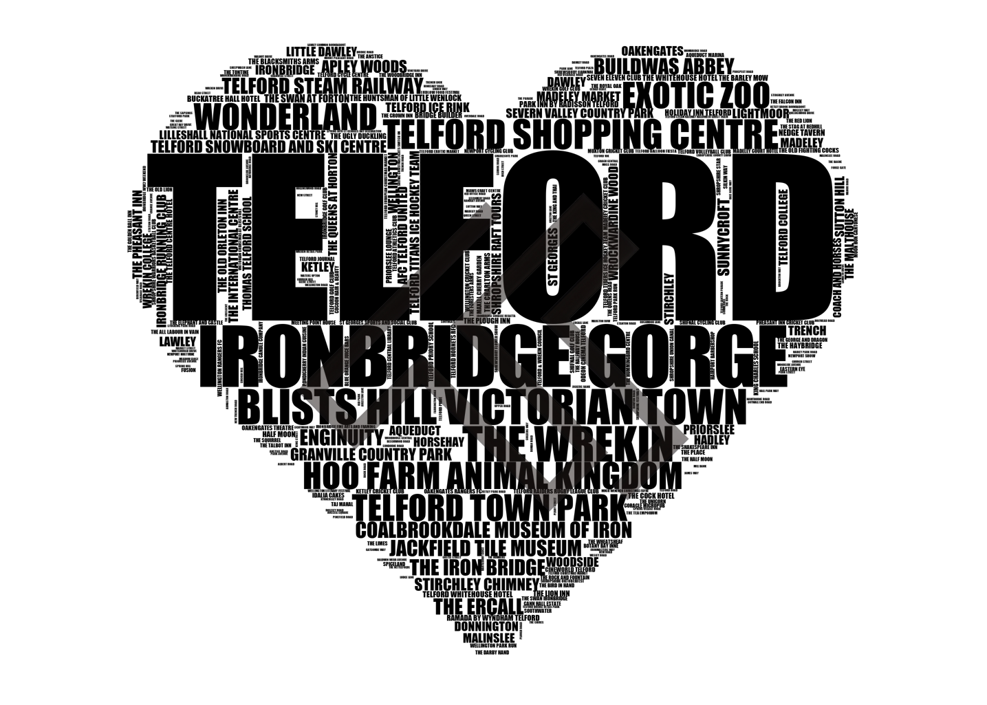 Telford - Premium Typographic Word Cloud Prints, Posters & Gifts