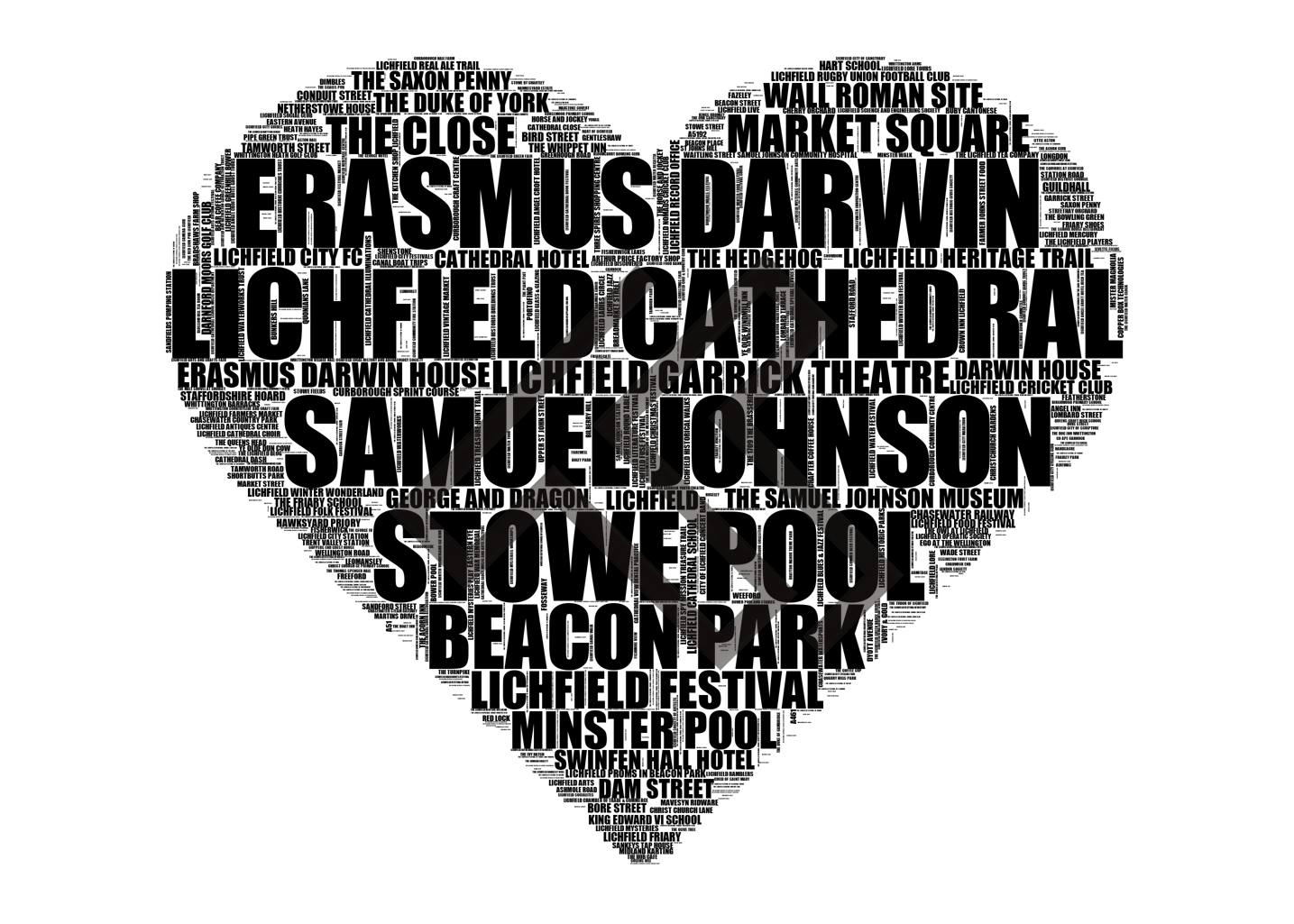 Lichfield - Premium Typographic Word Cloud Prints, Posters & Gifts