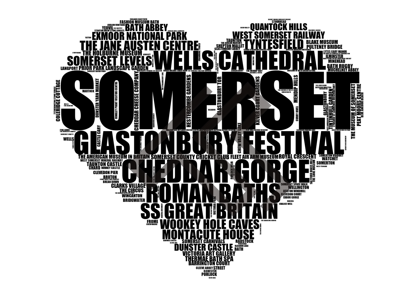 Somerset - Premium Typographic Word Cloud Prints, Posters & Gifts