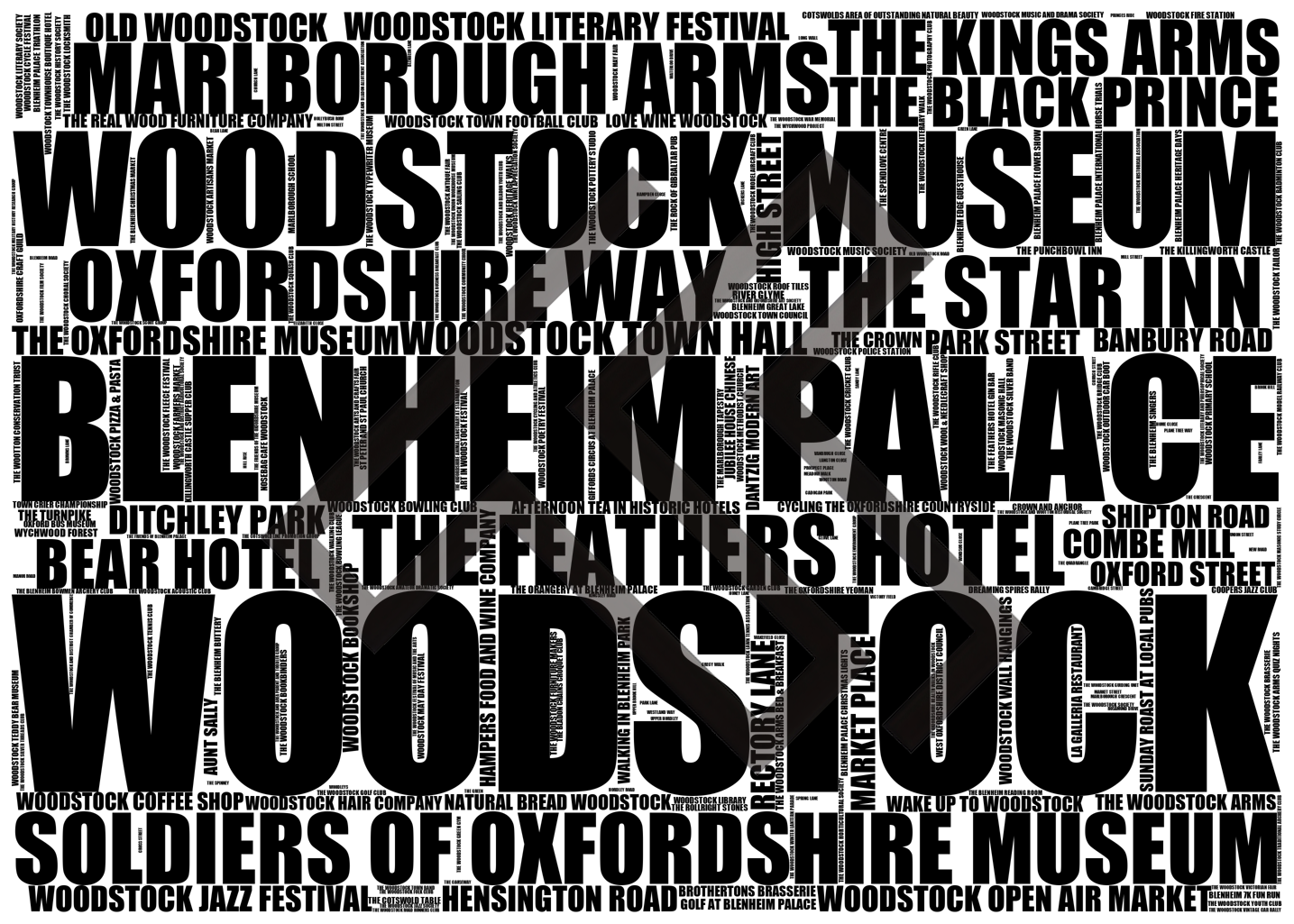 Woodstock - Premium Typographic Word Cloud Prints, Posters & Gifts