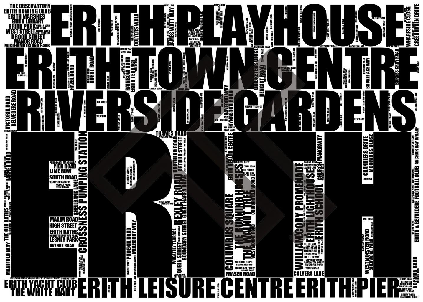 Erith - Premium Typographic Word Cloud Prints, Posters & Gifts