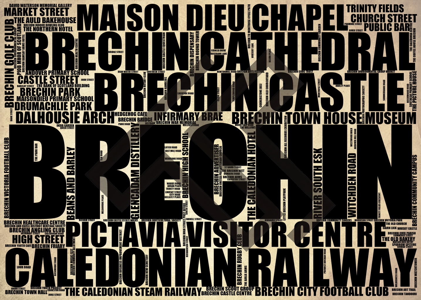 Brechin - Premium Typographic Word Cloud Prints, Posters & Gifts