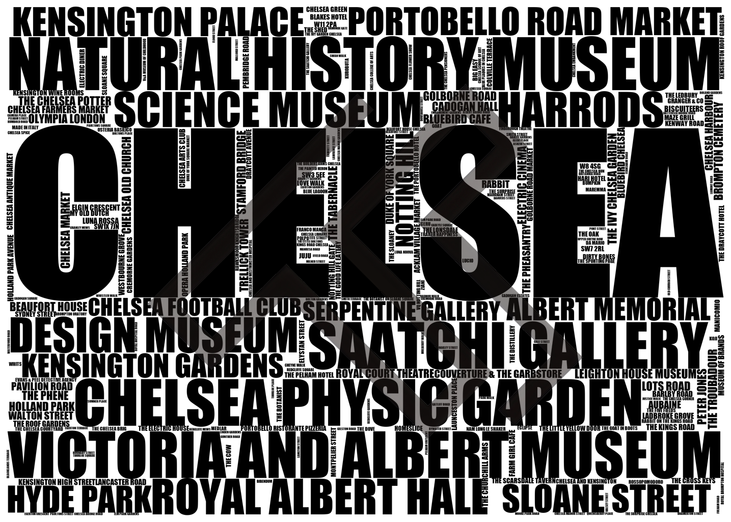 Chelsea - Premium Typographic Word Cloud Prints, Posters & Gifts