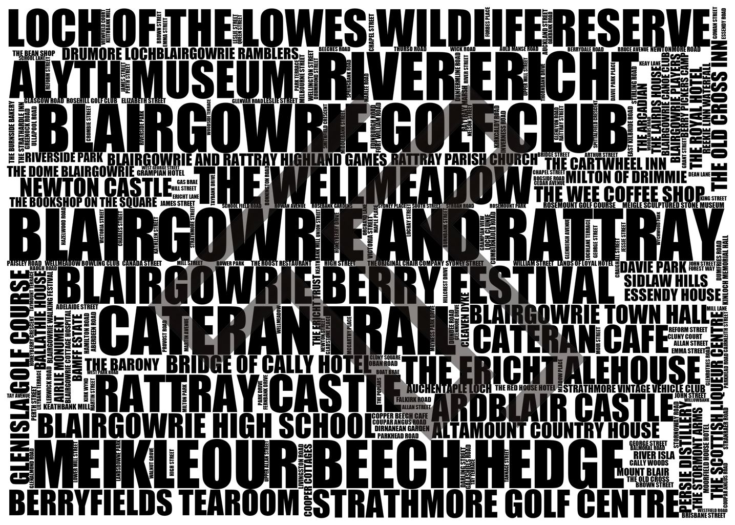 Blairgowrie and Rattray - Premium Typographic Word Cloud Prints, Posters & Gifts