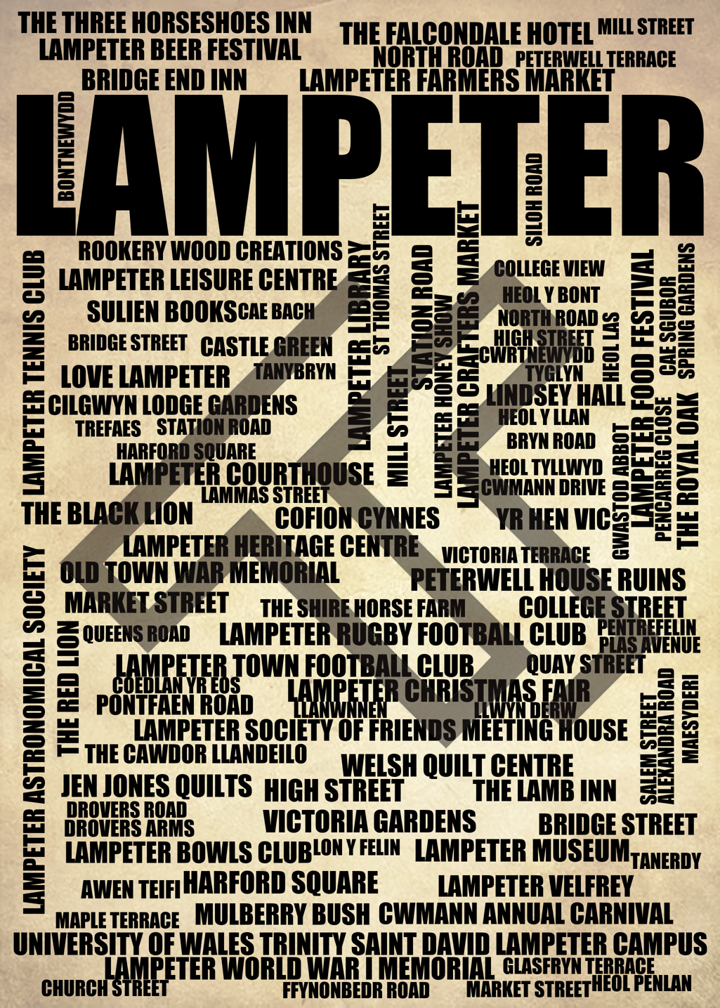 Lampeter - Premium Typographic Word Cloud Prints, Posters & Gifts