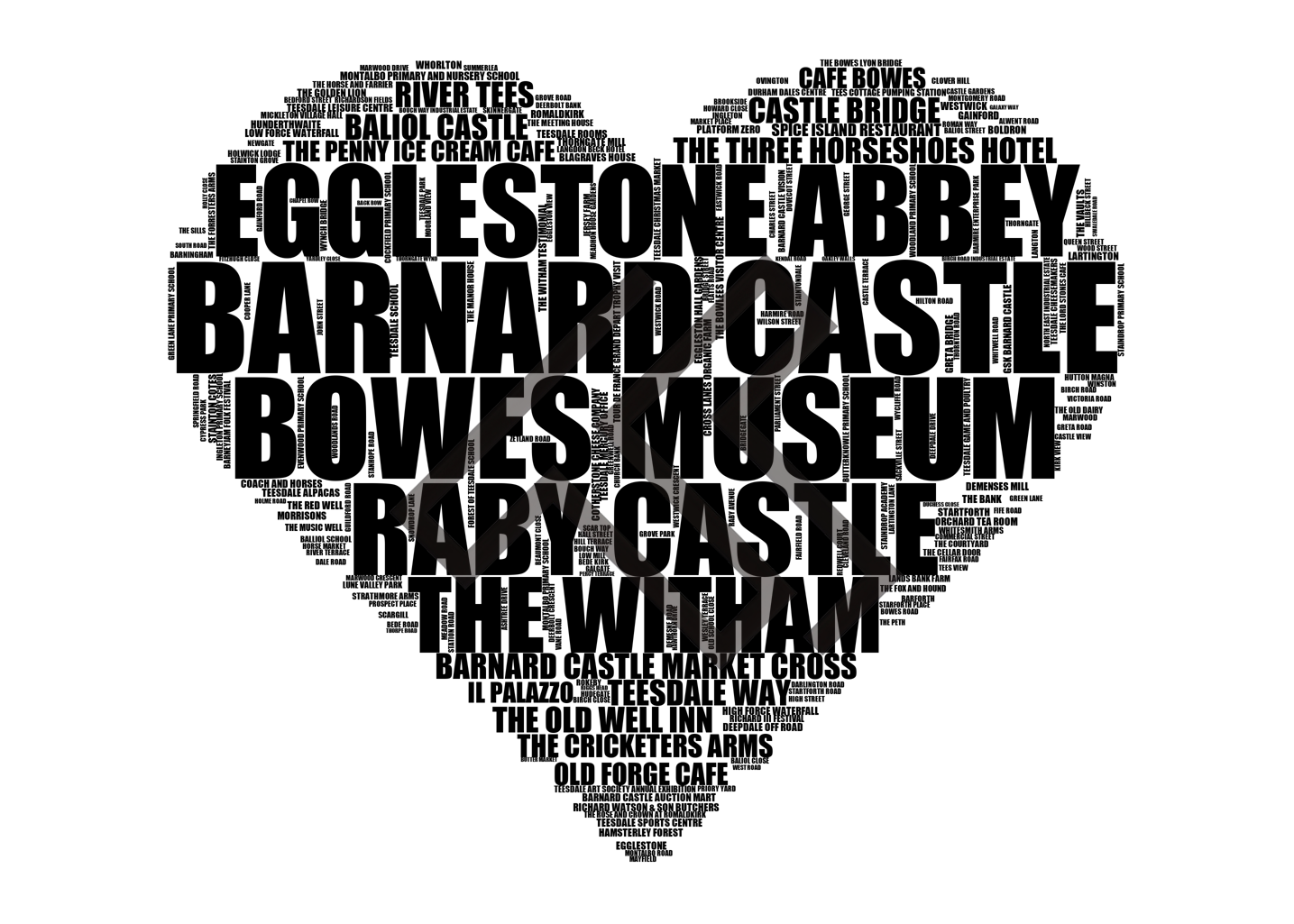 Barnard Castle - Premium Typographic Word Cloud Prints, Posters & Gifts