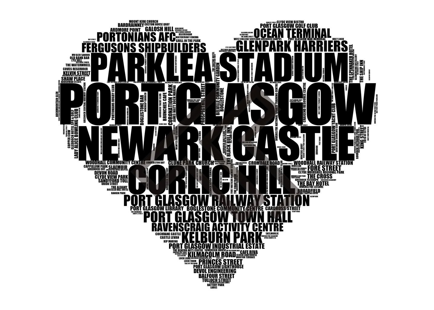 Port Glasgow - Premium Typographic Word Cloud Prints, Posters & Gifts