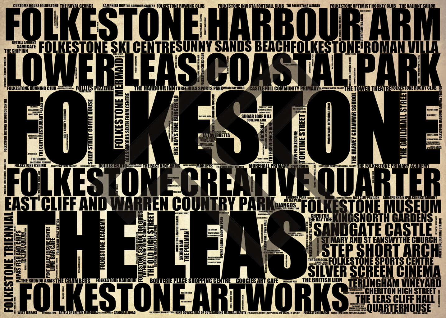 Folkestone - Premium Typographic Word Cloud Prints, Posters & Gifts