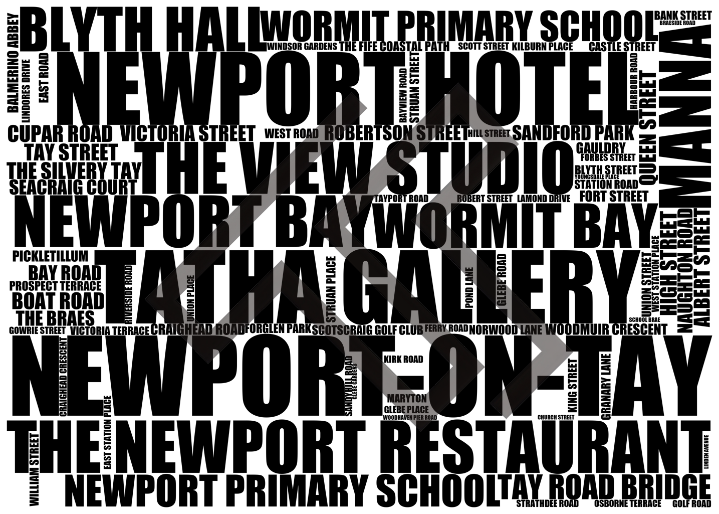 Newport-on-Tay - Premium Typographic Word Cloud Prints, Posters & Gifts