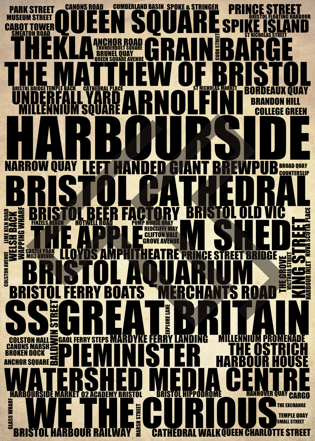Harbourside - Premium Typographic Word Cloud Prints, Posters & Gifts
