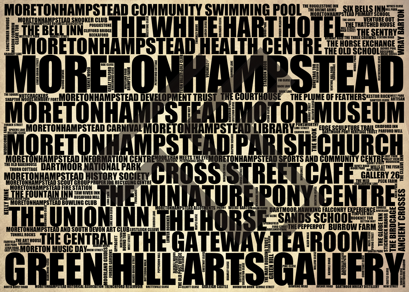 Moretonhampstead - Premium Typographic Word Cloud Prints, Posters & Gifts